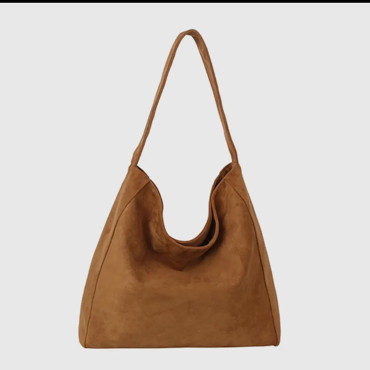 brown suede shoulder bag