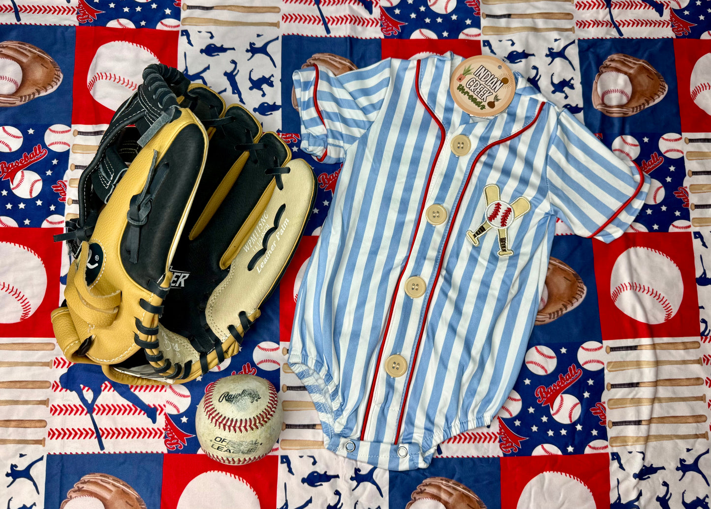 Little Slugger Striped Onesie