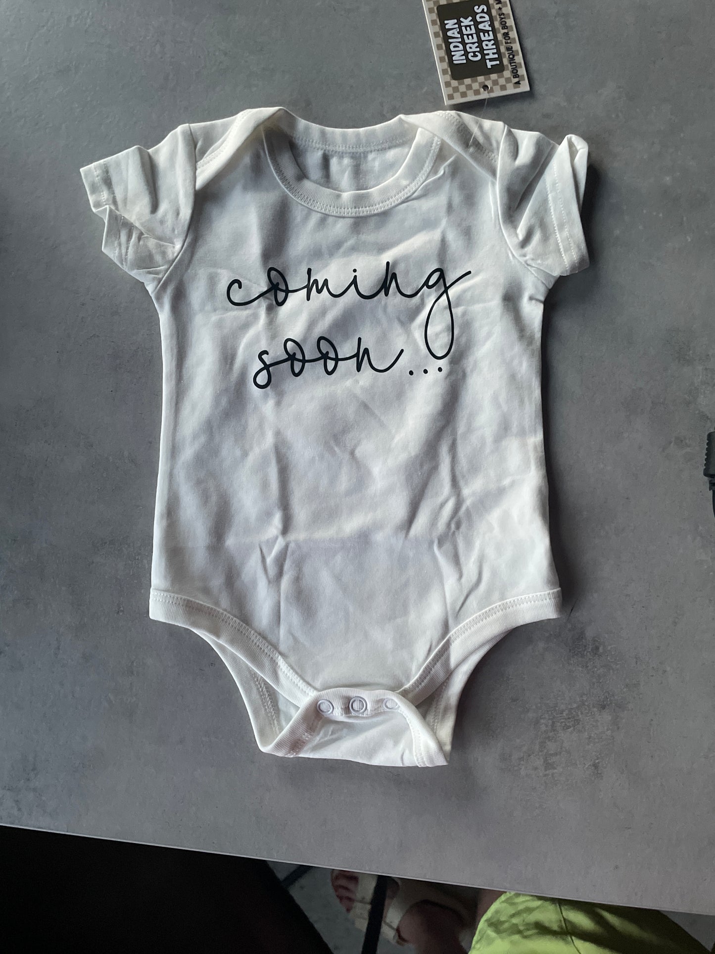 Coming Soon White Onesie
