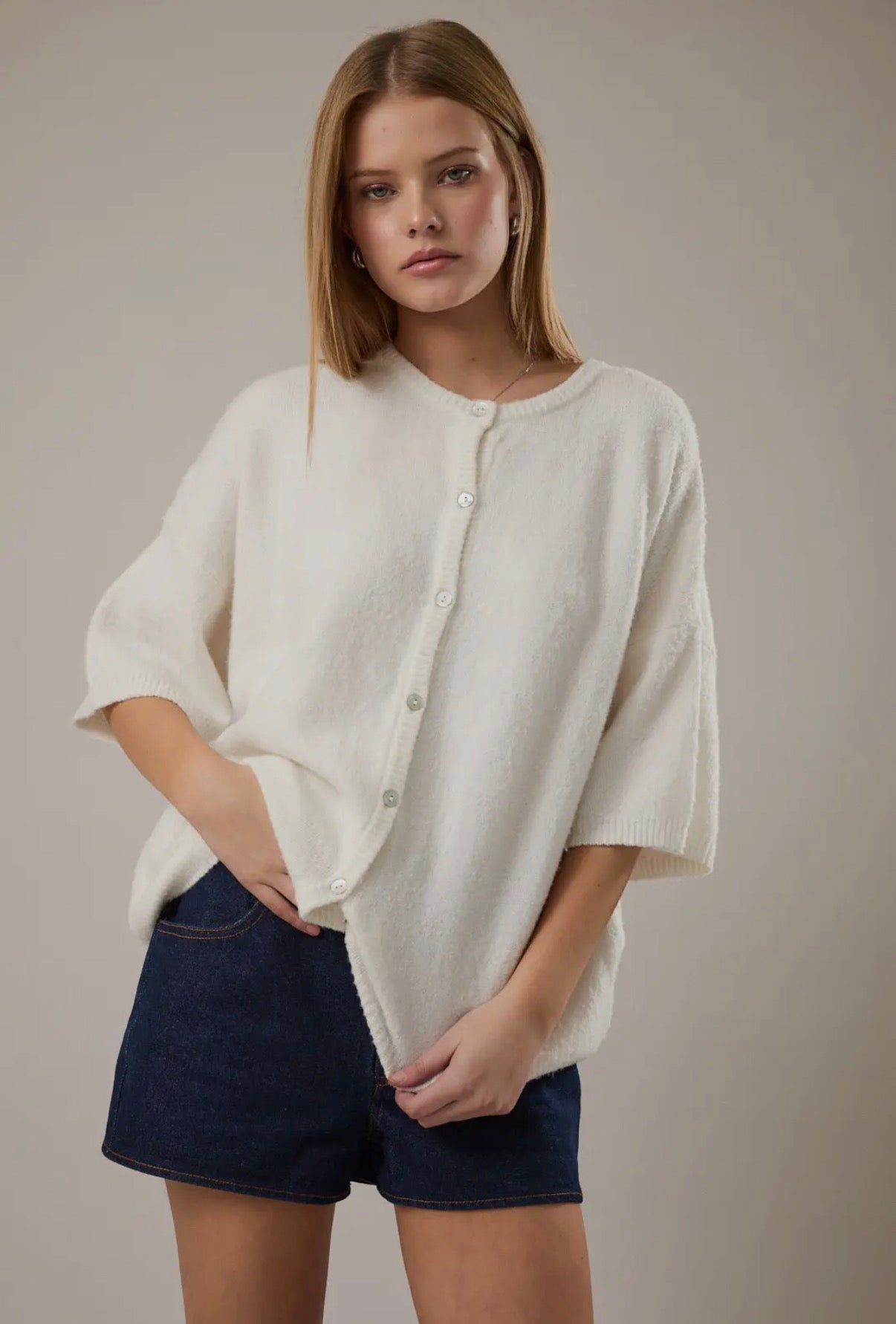 white button up cardigan