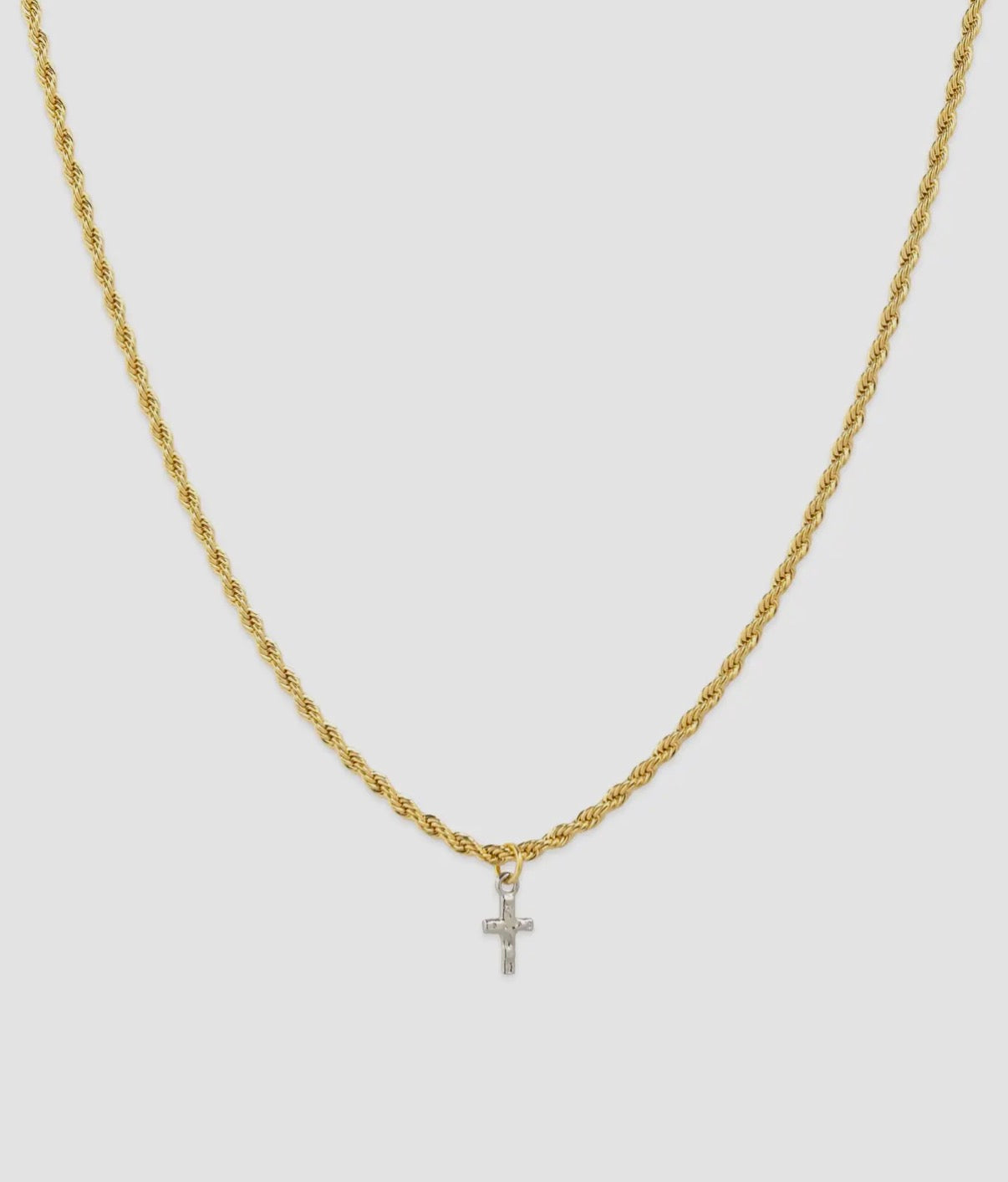 two tone cross necklace