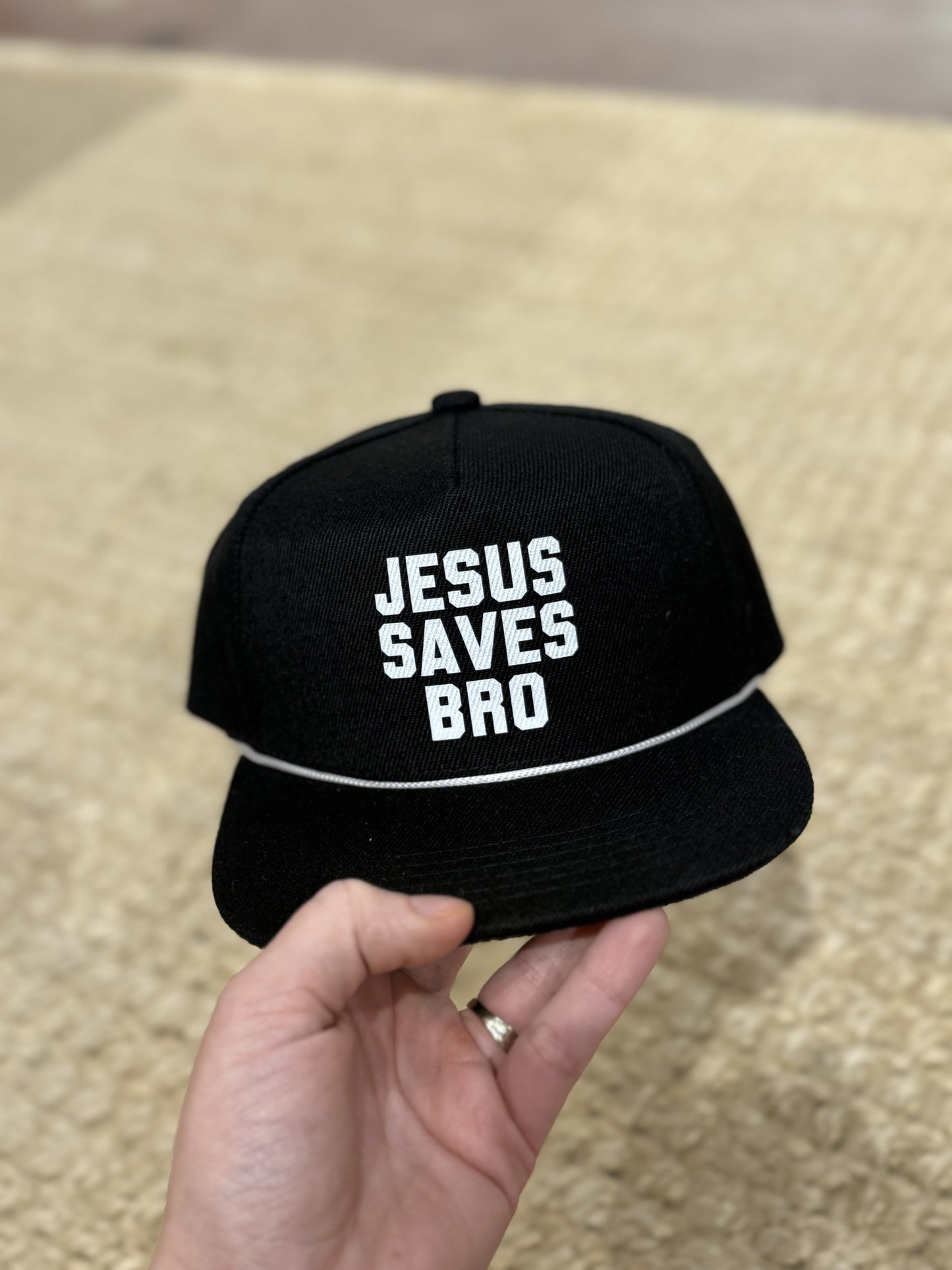 Youth Jesus Saves Bro Black Rope Hat