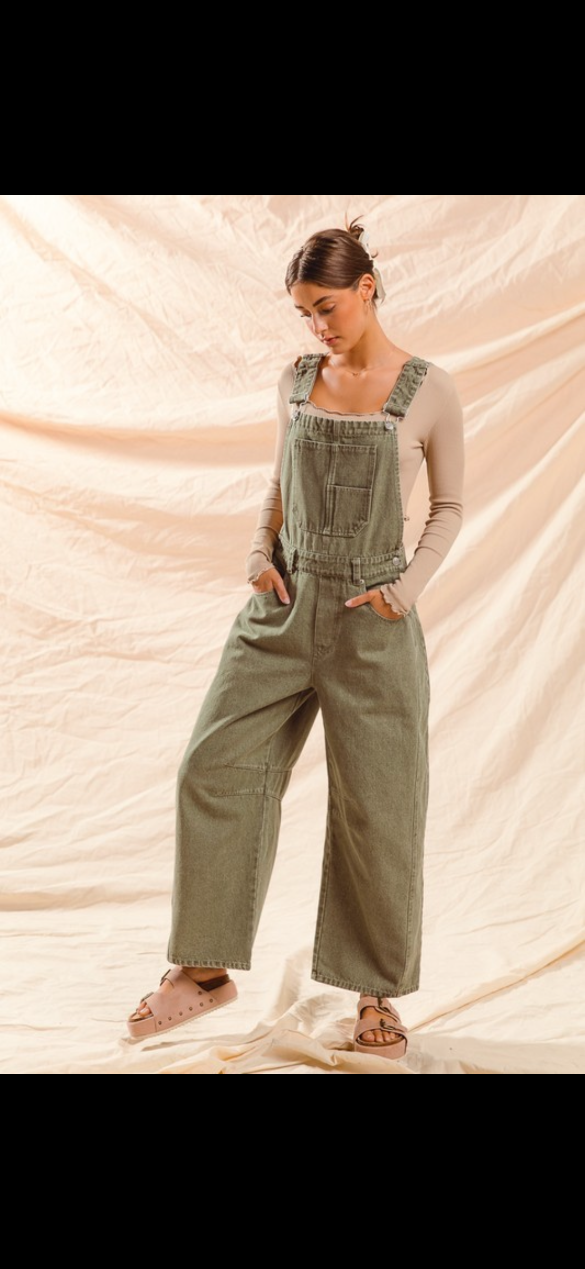 olive barrel overalls