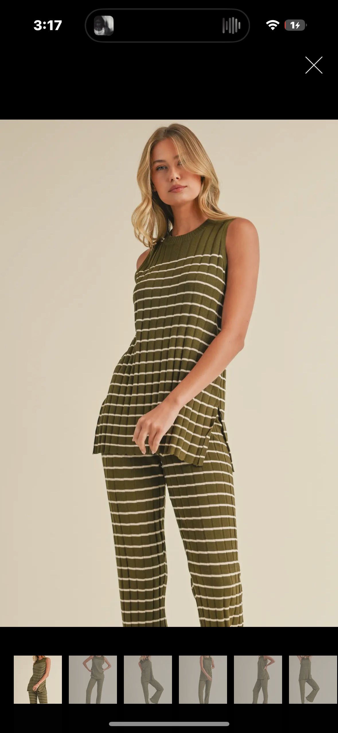 olive stripe set