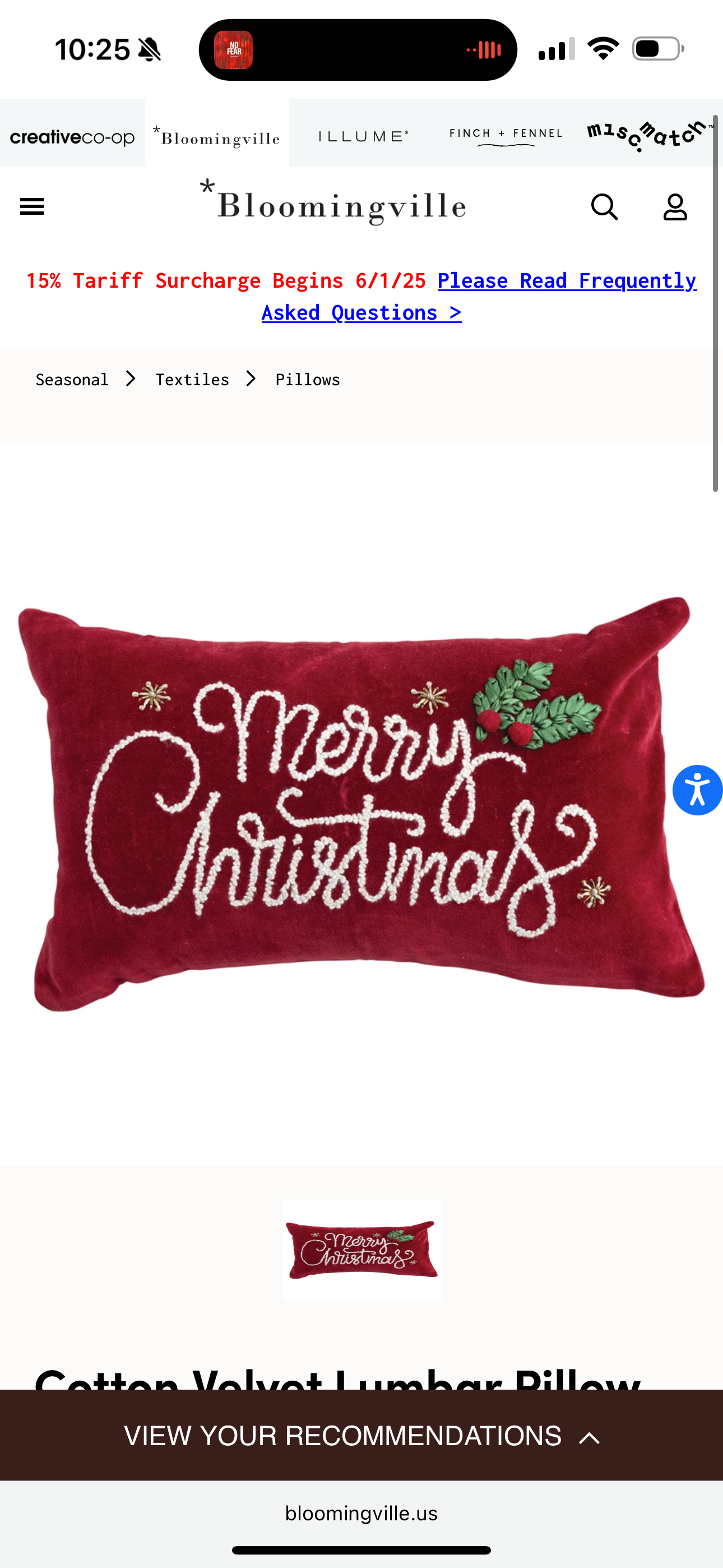 Merry Christmas Accent Pillow