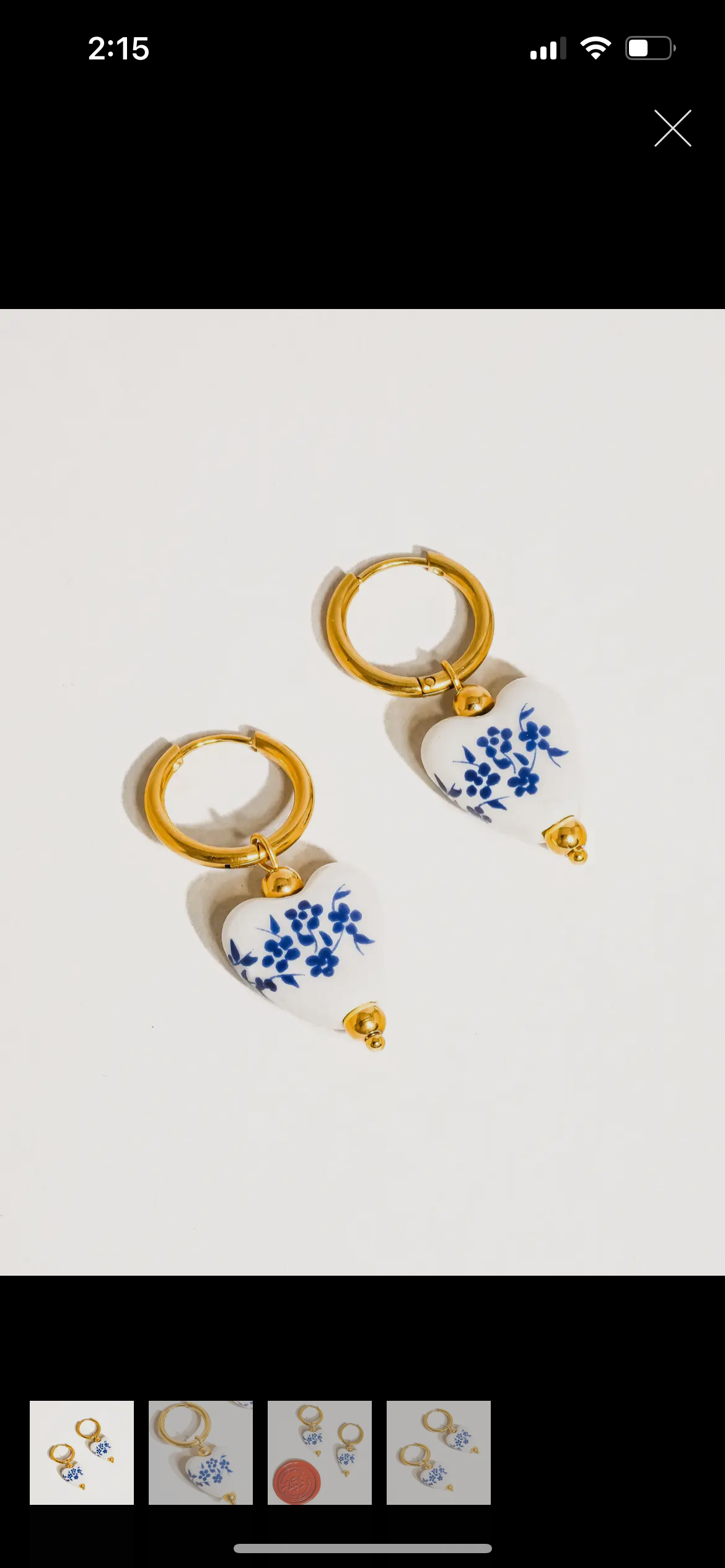 Blue Floral Ceramic Earrings