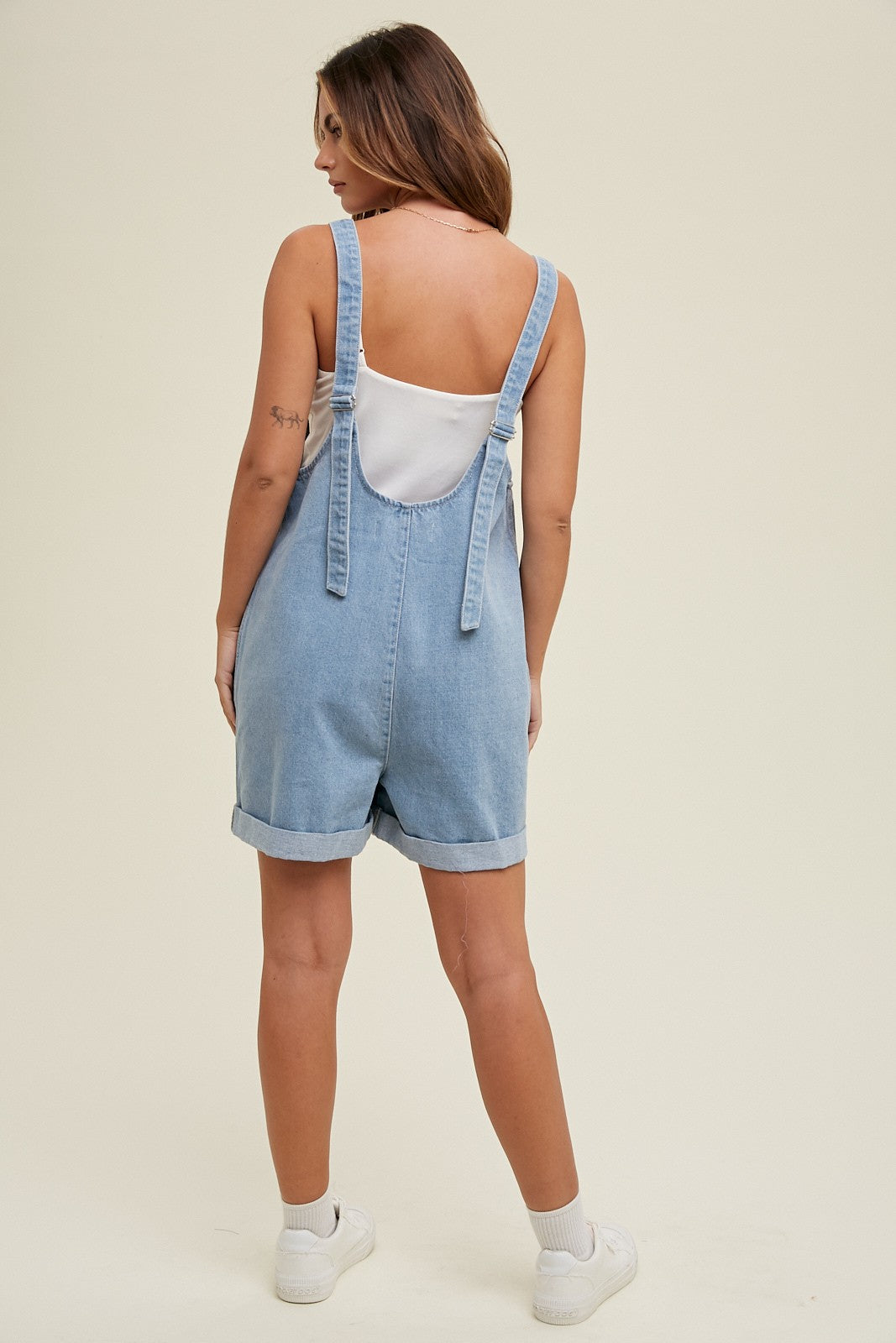 denim romper shorts