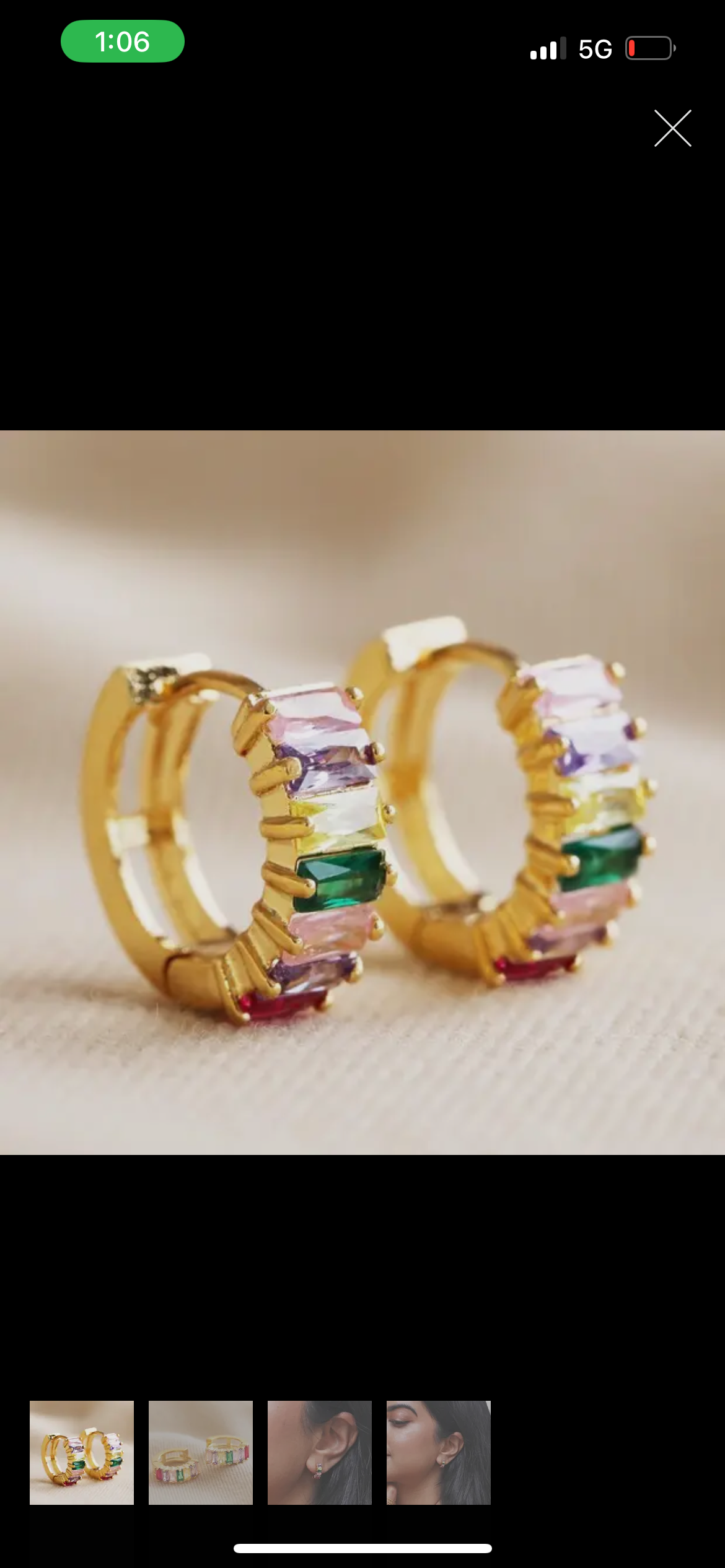 Pink and Green Baguette Earrings