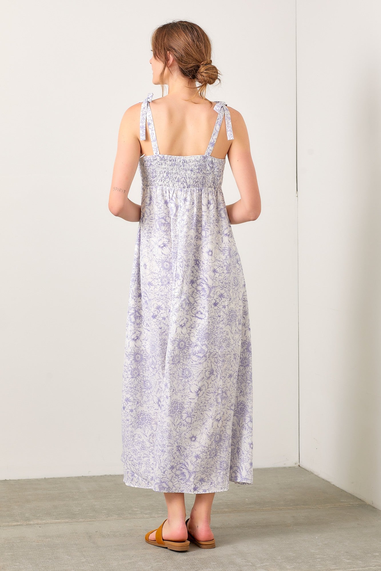 blue floral tie dress