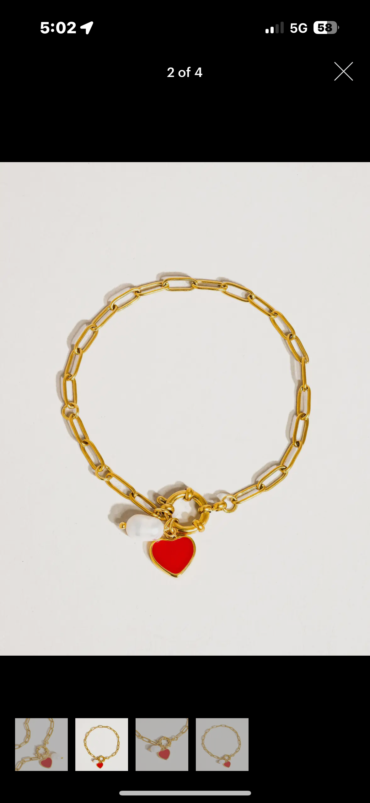 red heart charm bracelet