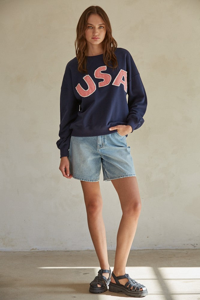 pink USA crewneck