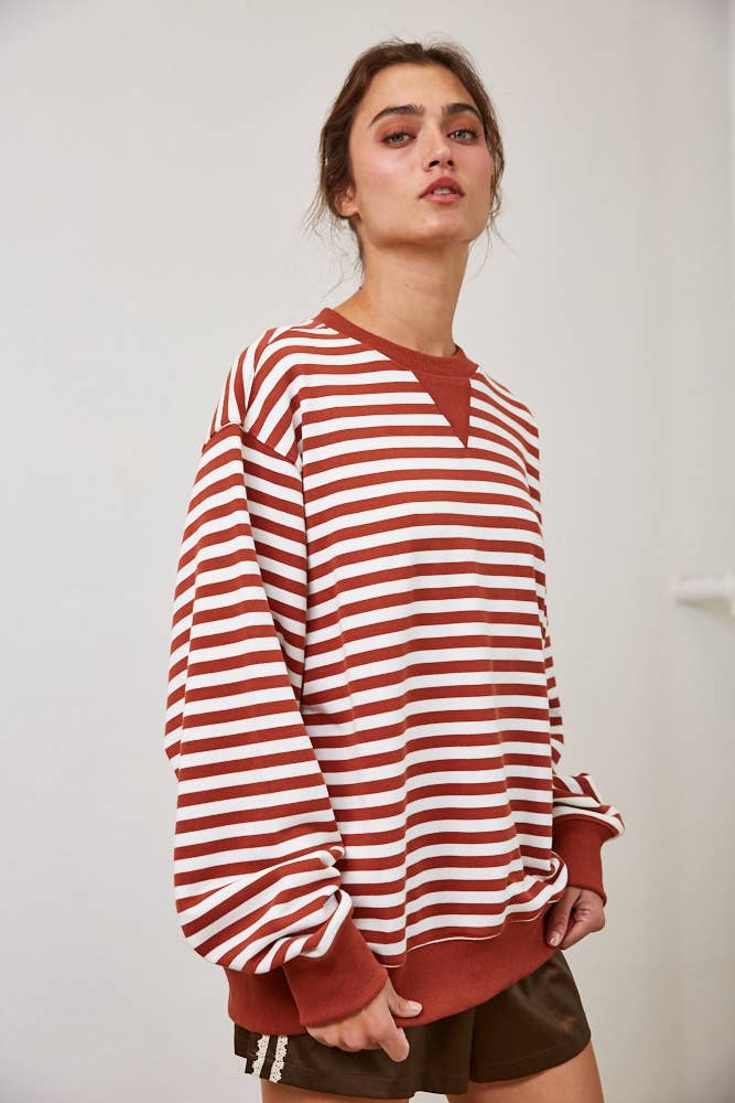 rust striped pullover