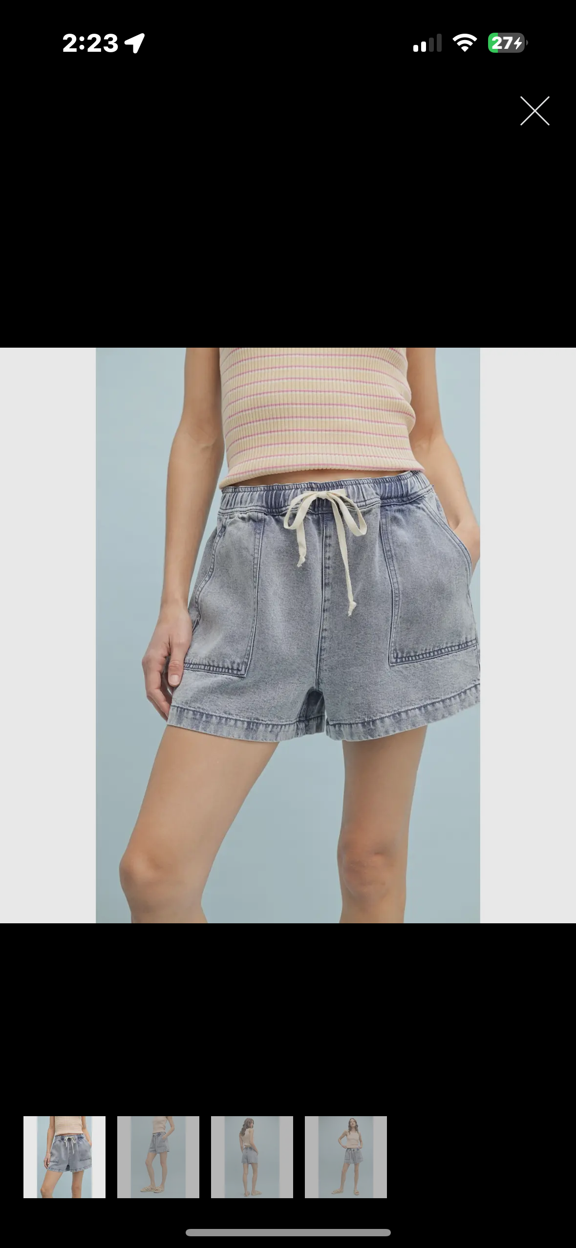 drawstring denim shorts