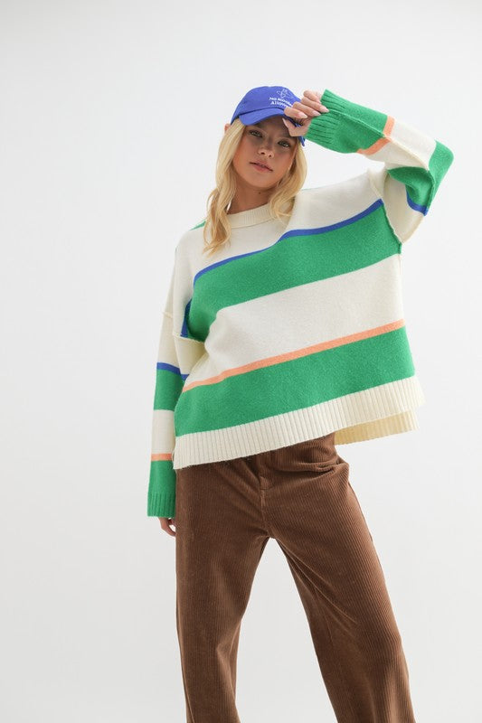 green stripe sweater