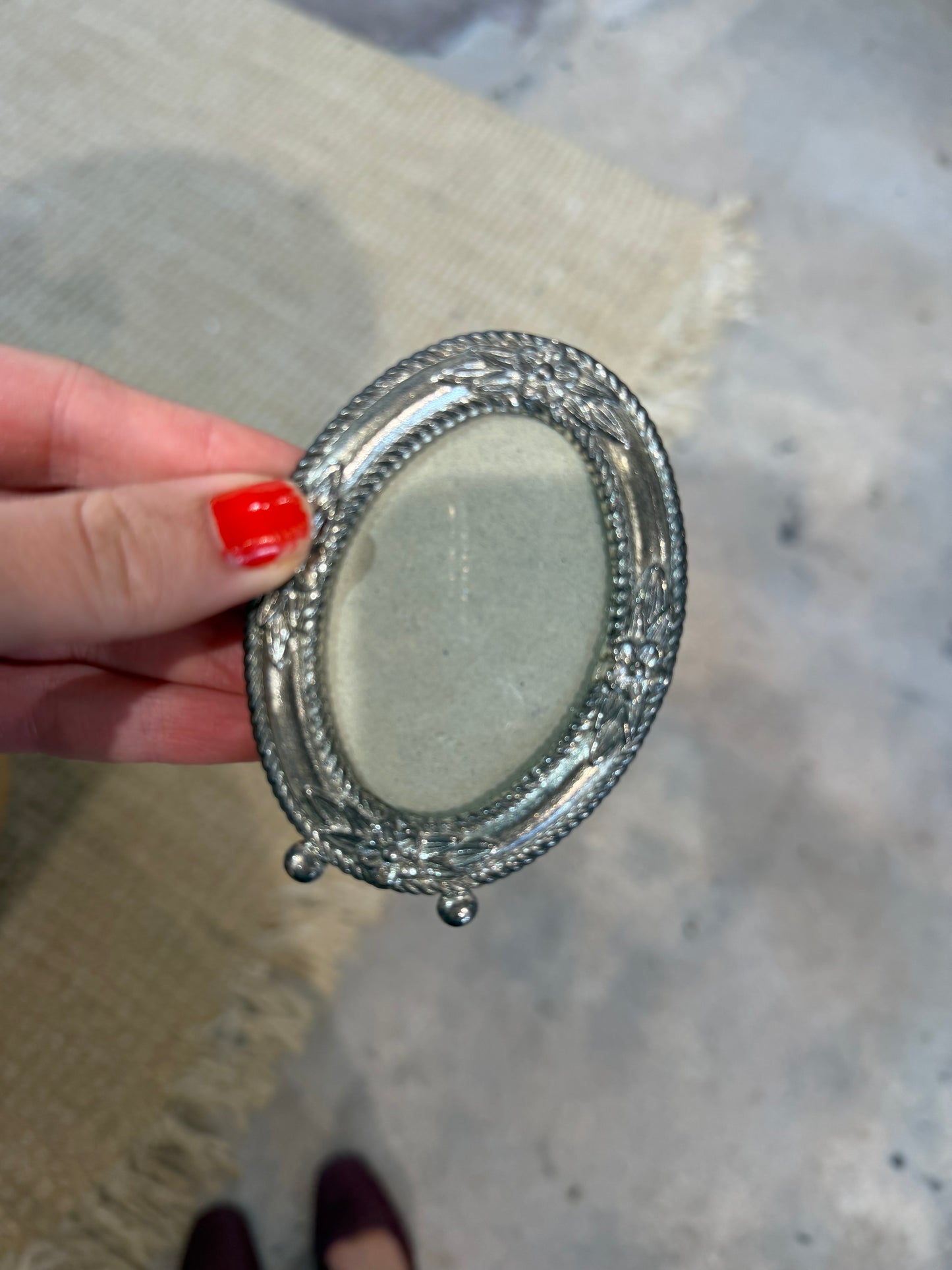 tiny silver mirror