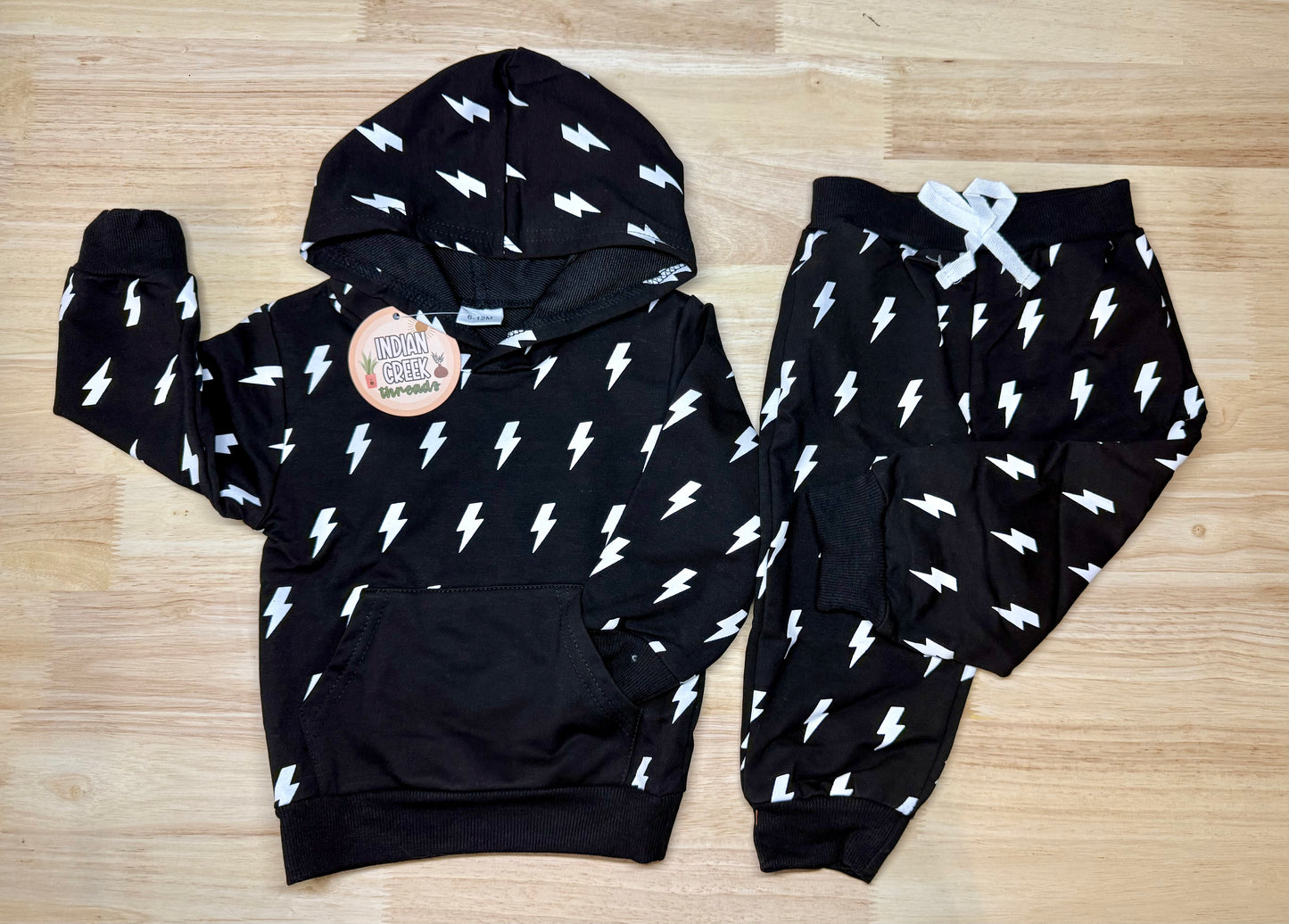 Black Bolt Hoodie Set