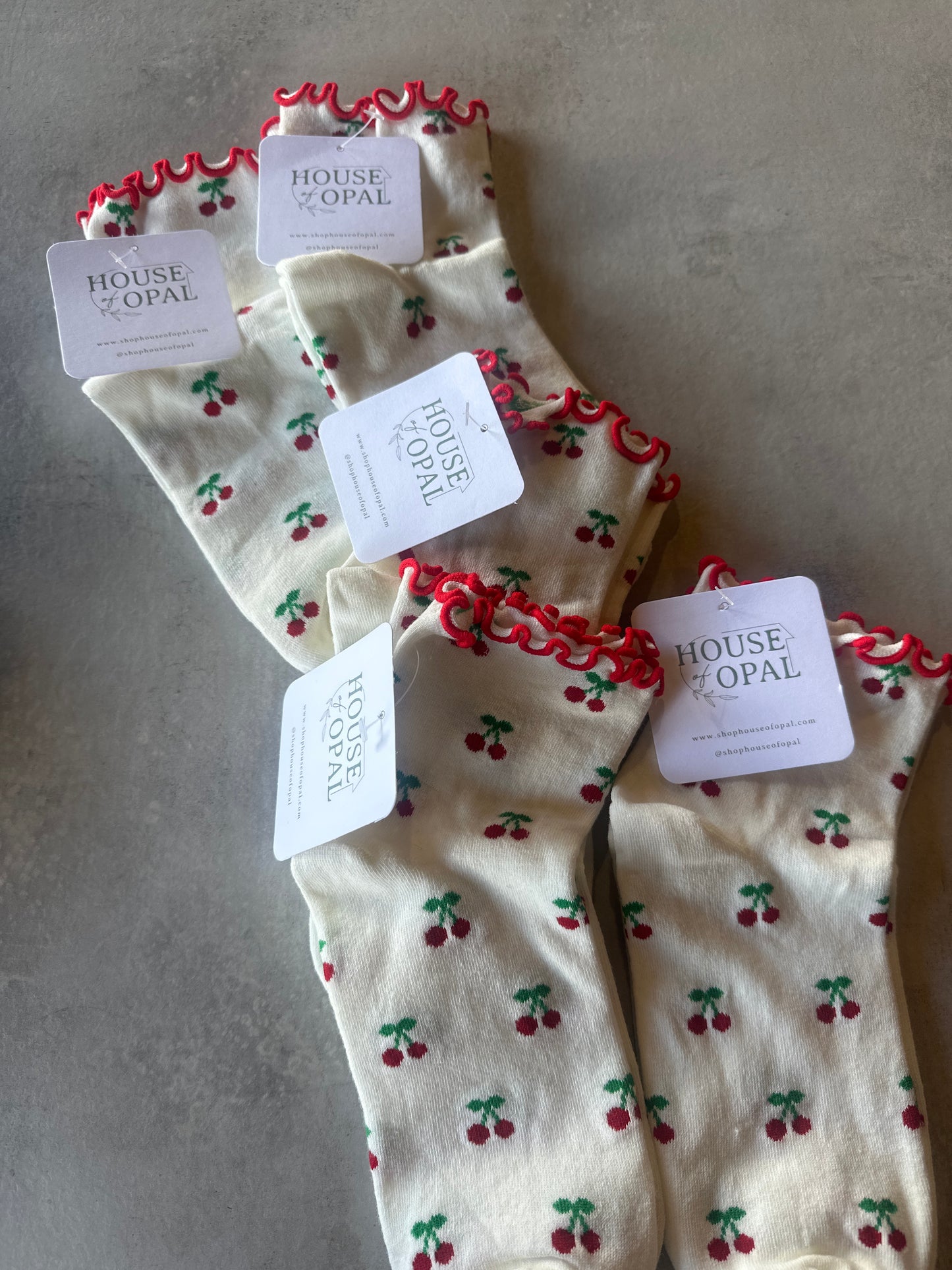 Cherry frilly socks