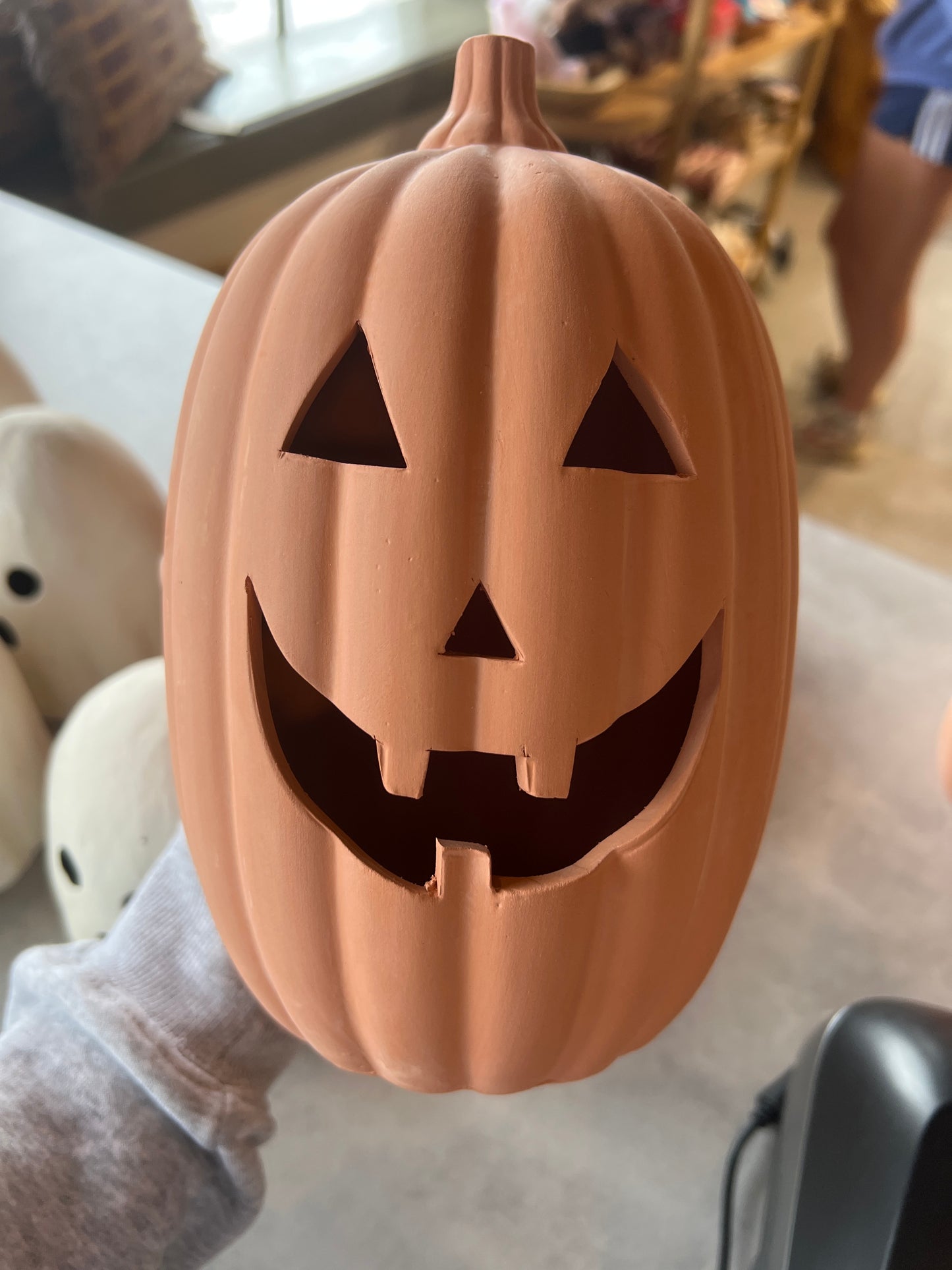 Tall Terra Cotta Pumpkin