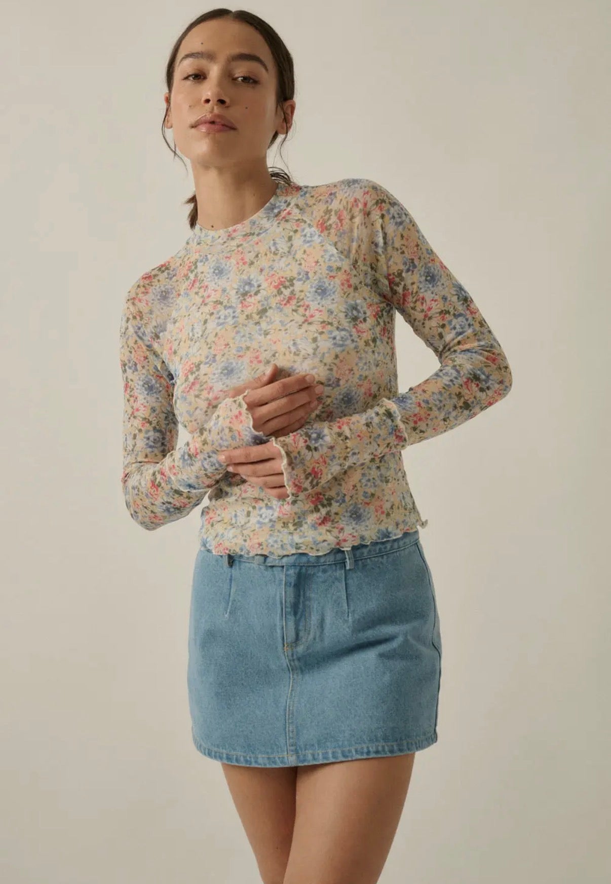 floral mesh top