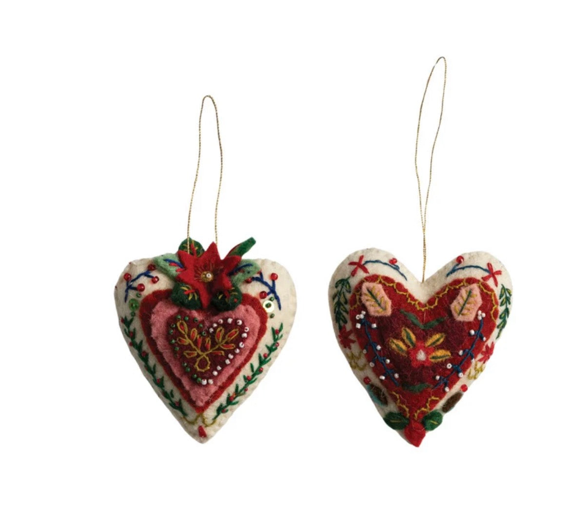 Felt Heart Ornaments