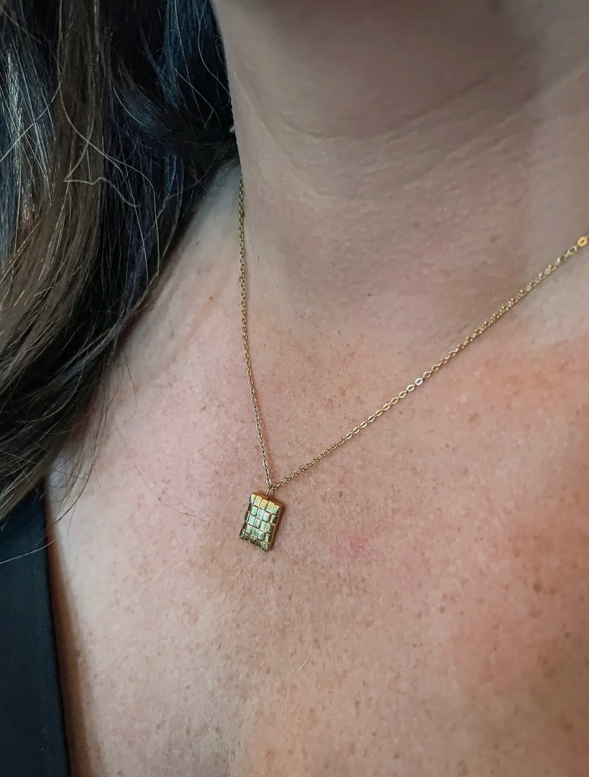 quilted gold necklace