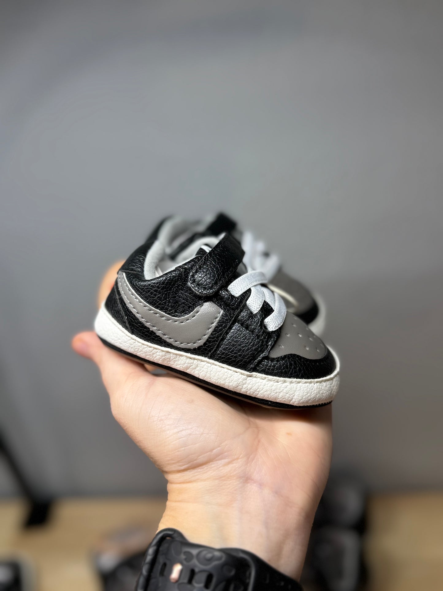 Black & Gray Crib Shoes