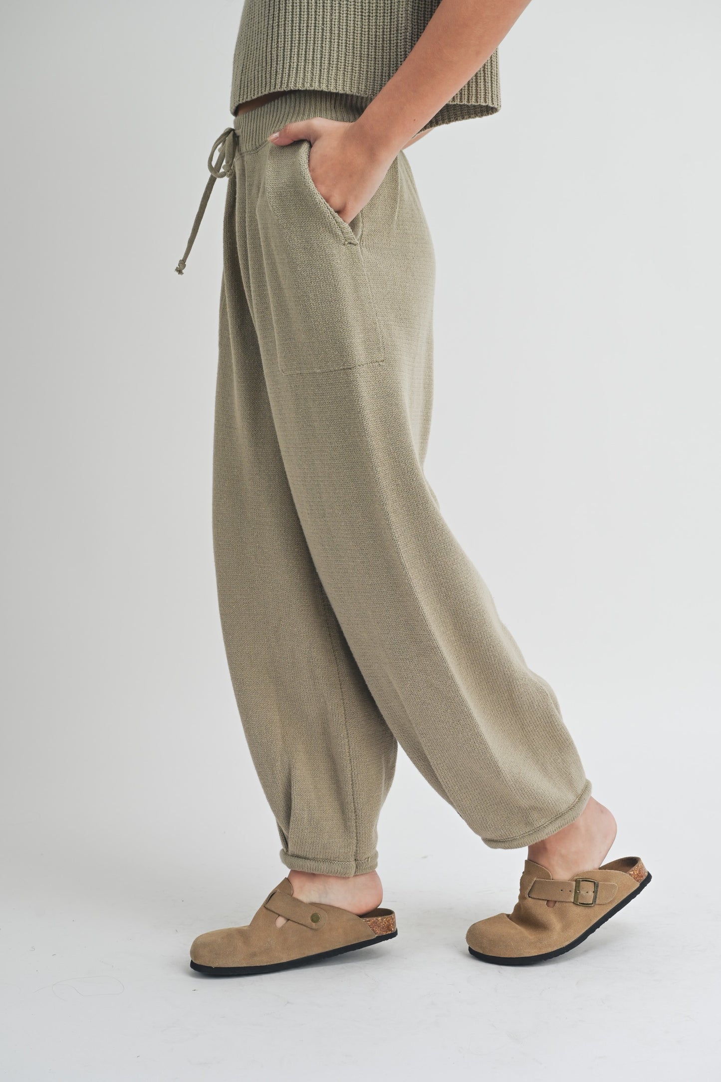 Olive Pleated Joggers