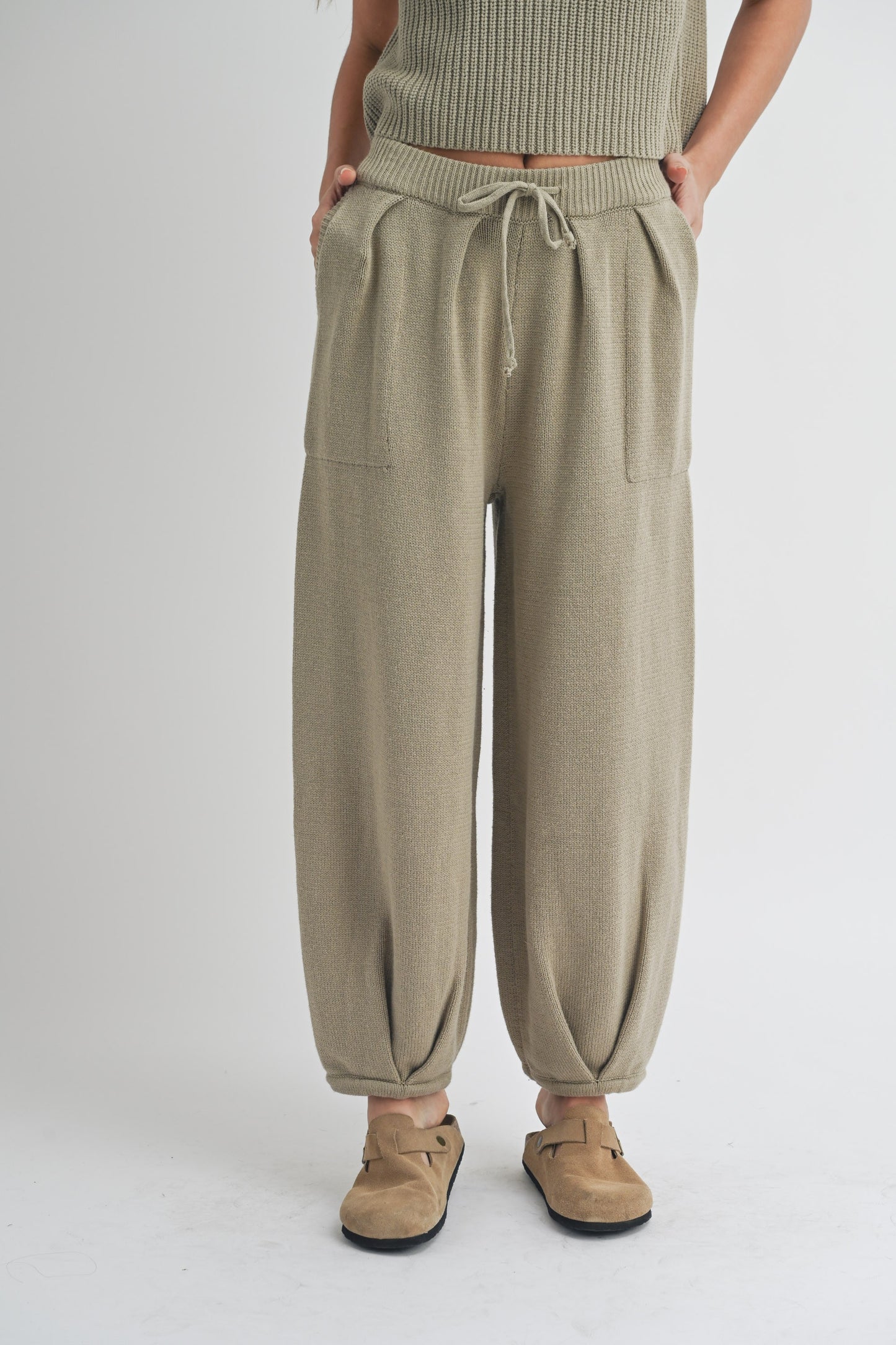 Olive Pleated Joggers