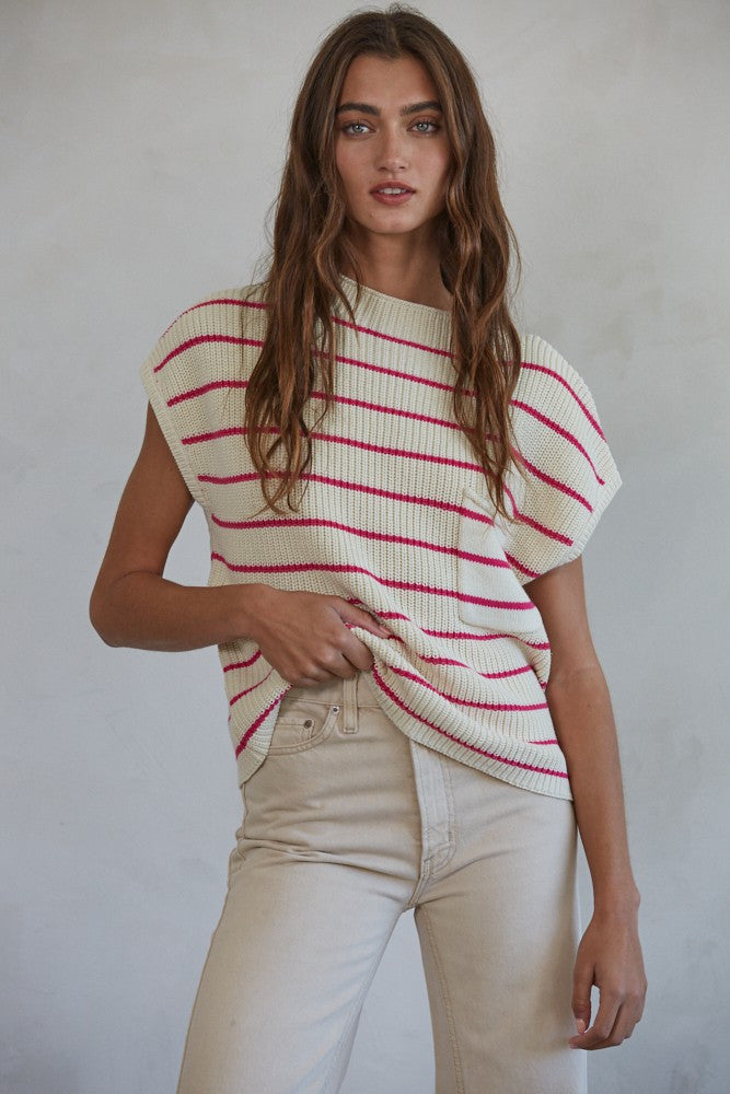 Cream + Pink Vest