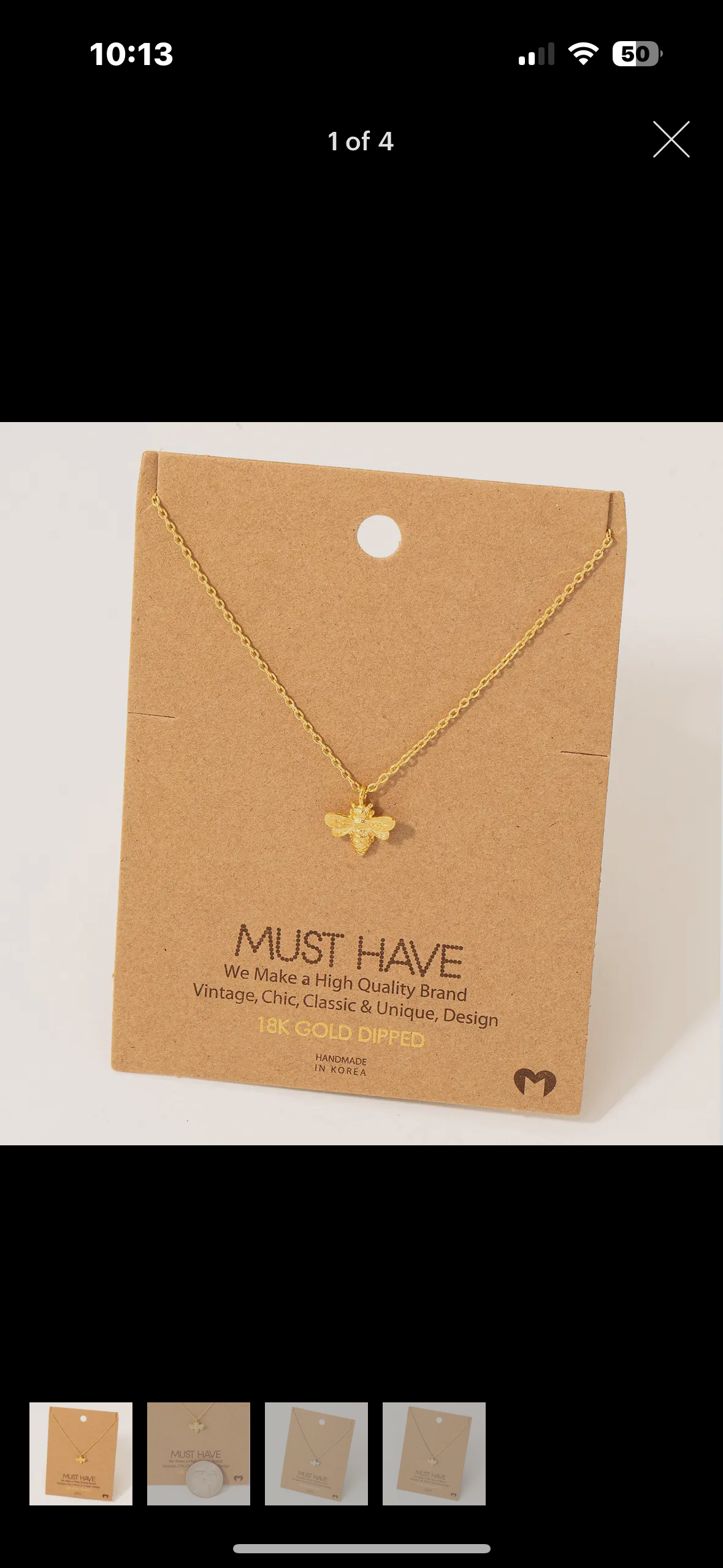 Mini Bee Gold Necklace