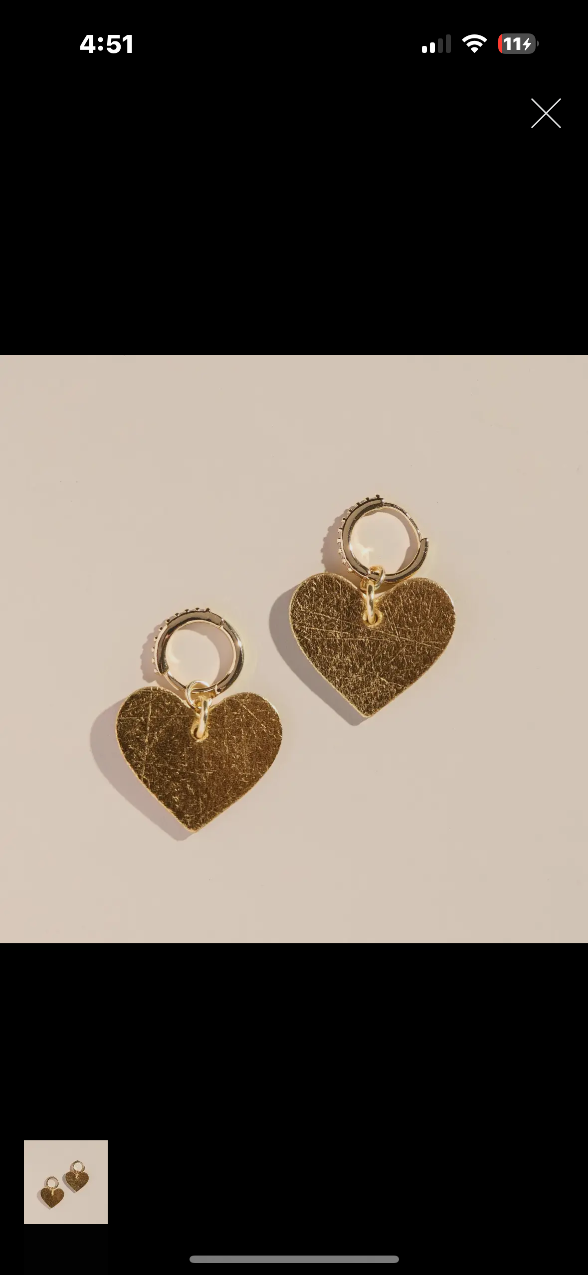 Gold heart hoops