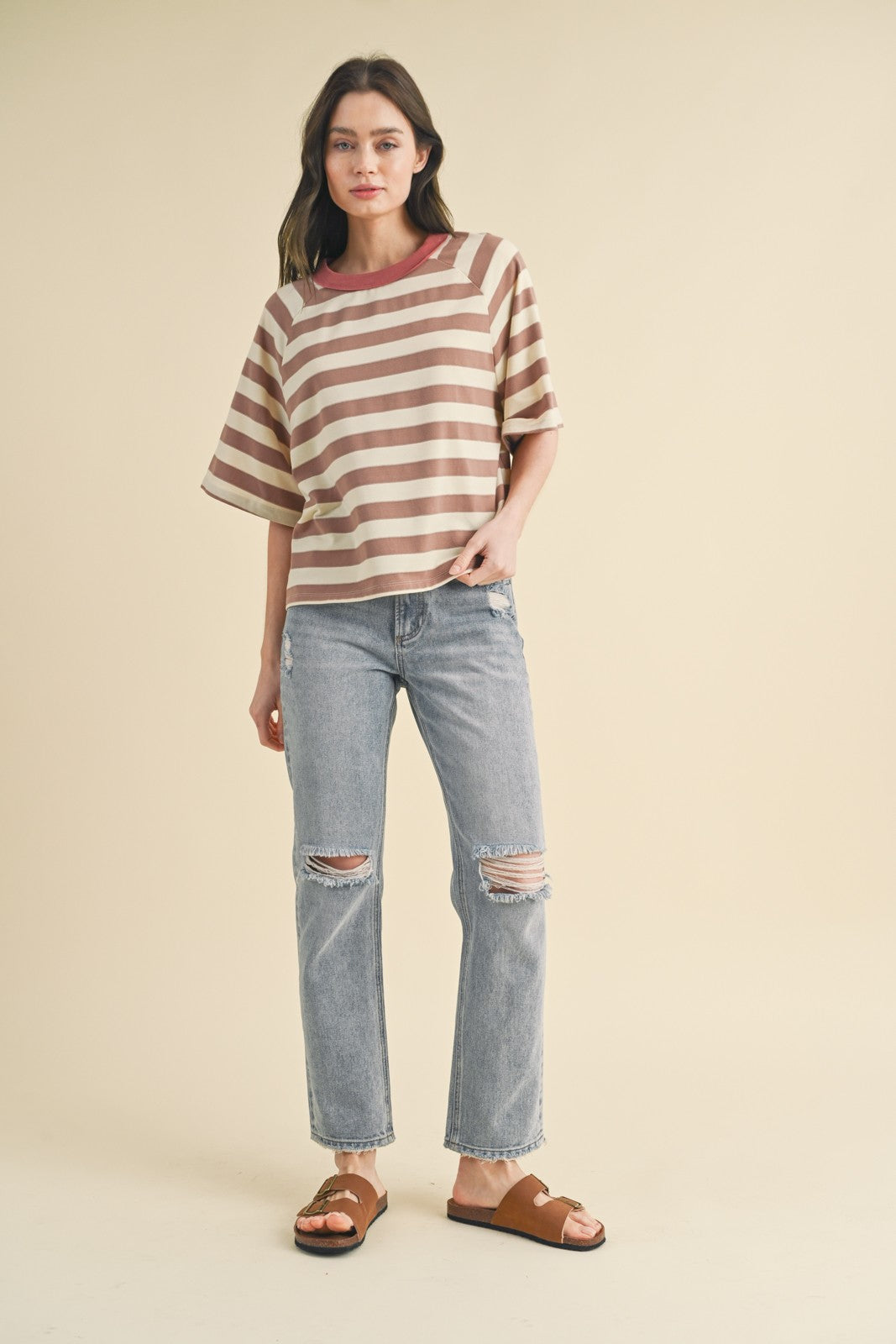 mocha stripes top