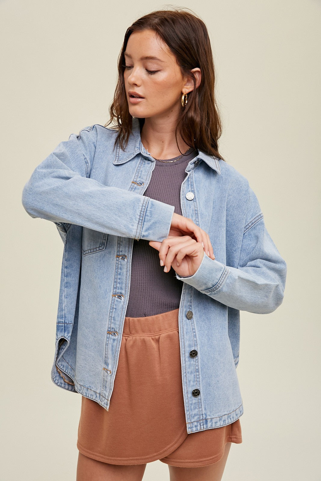 frayed denim shacket