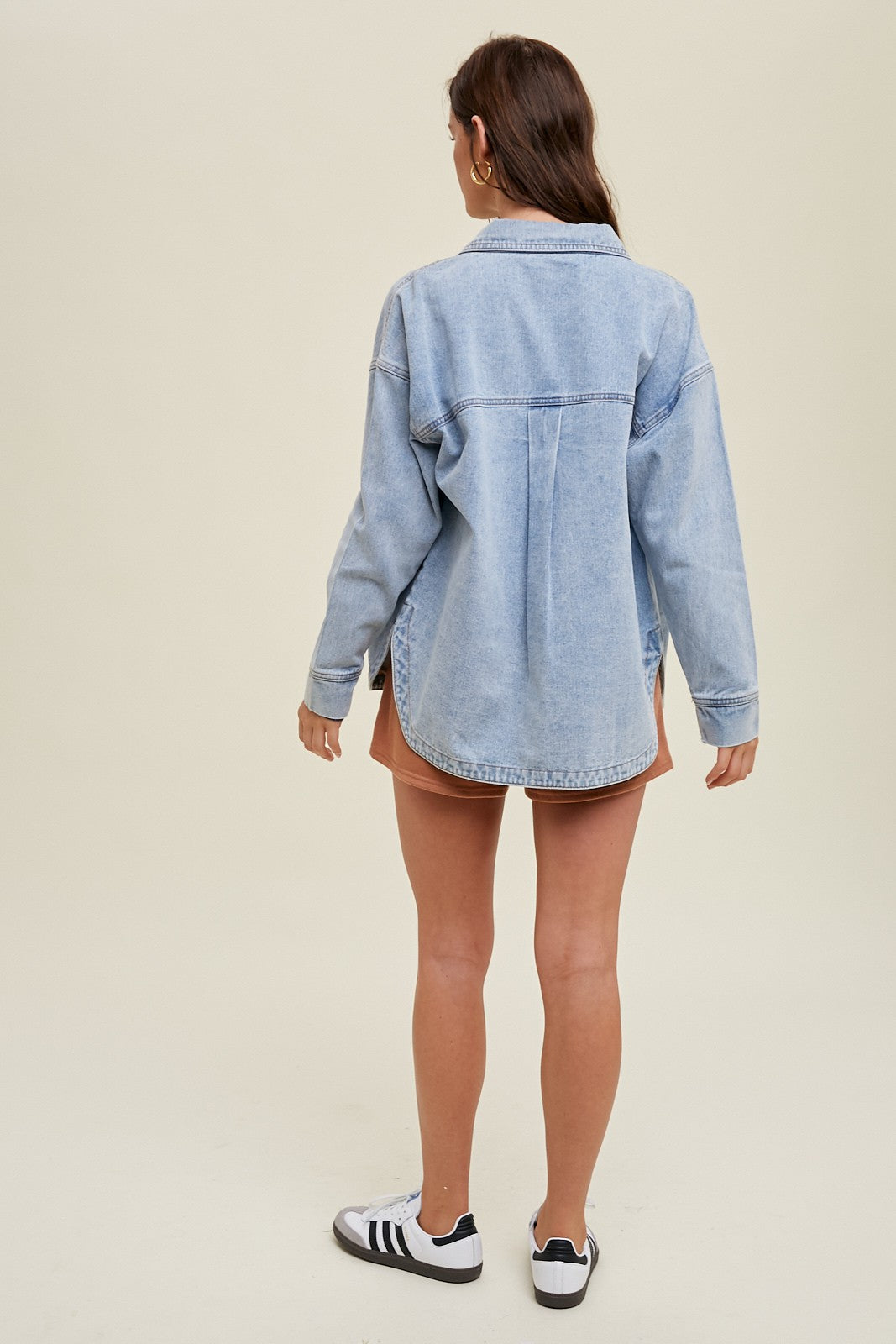 frayed denim shacket