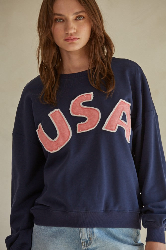 pink USA crewneck