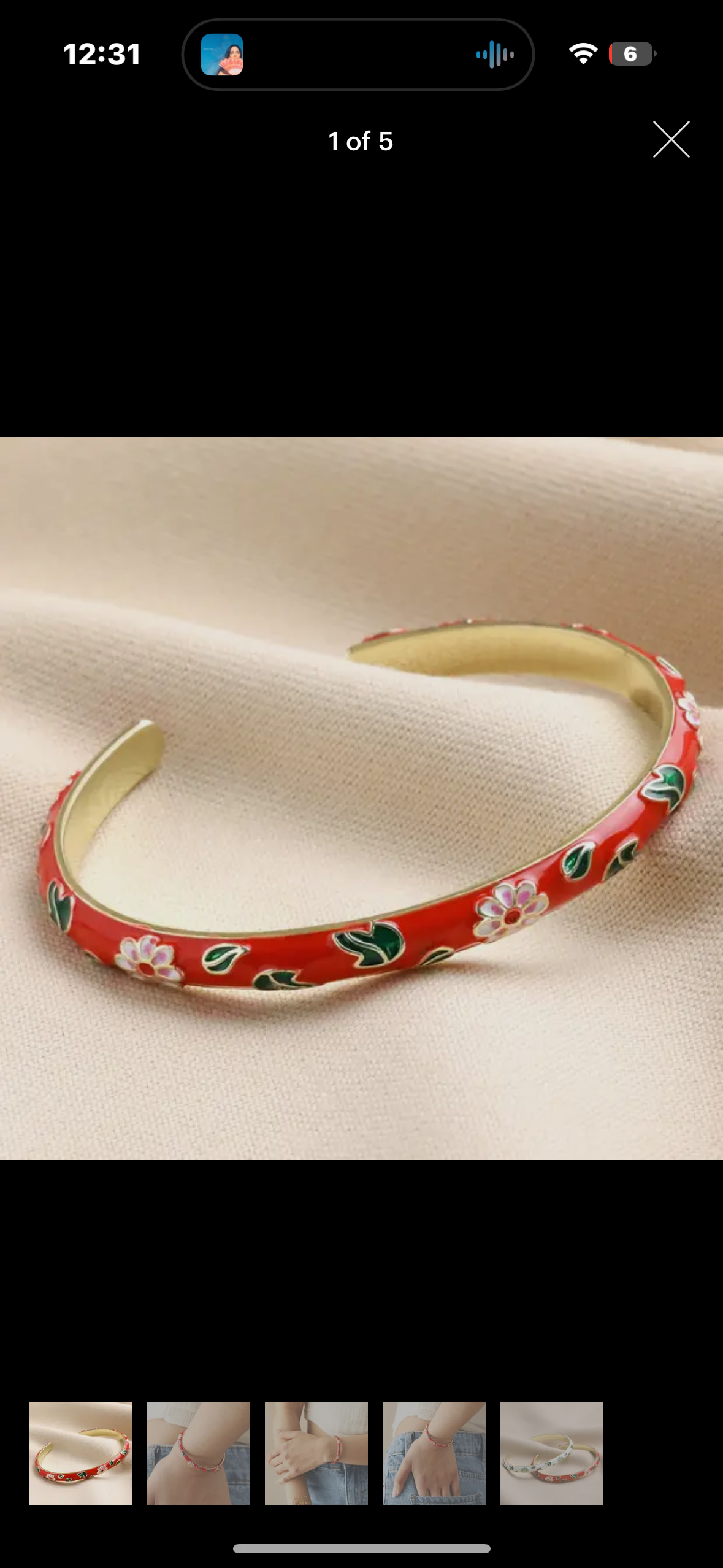 red cloisonné bangle