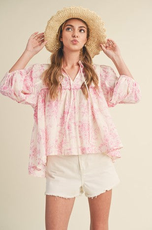 blue floral blouse