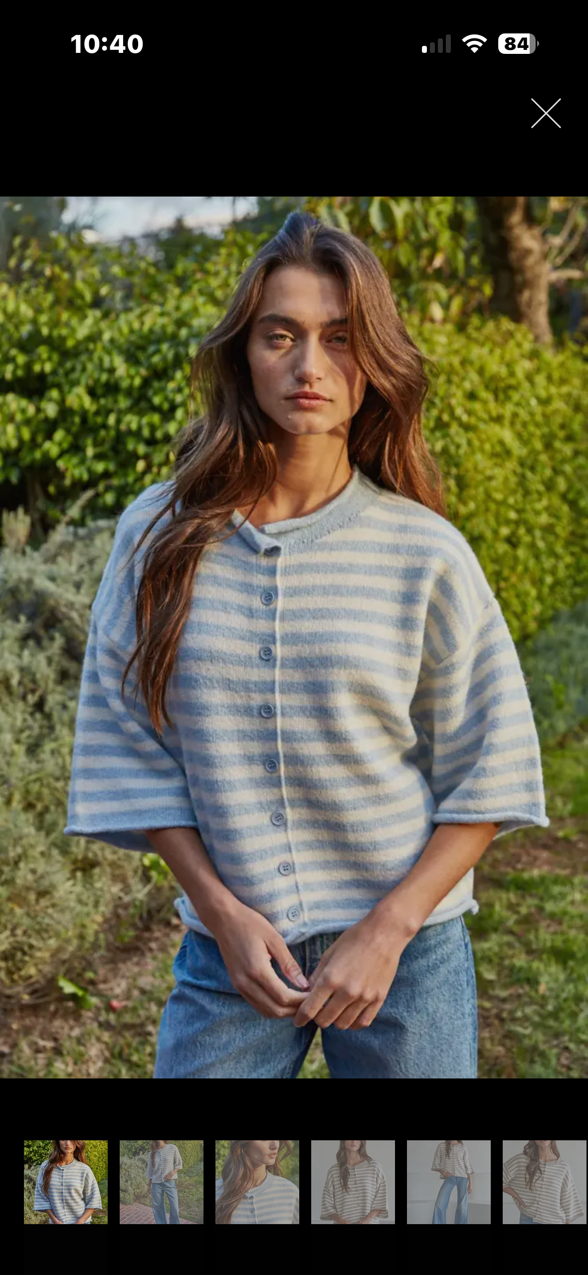 blue striped button up