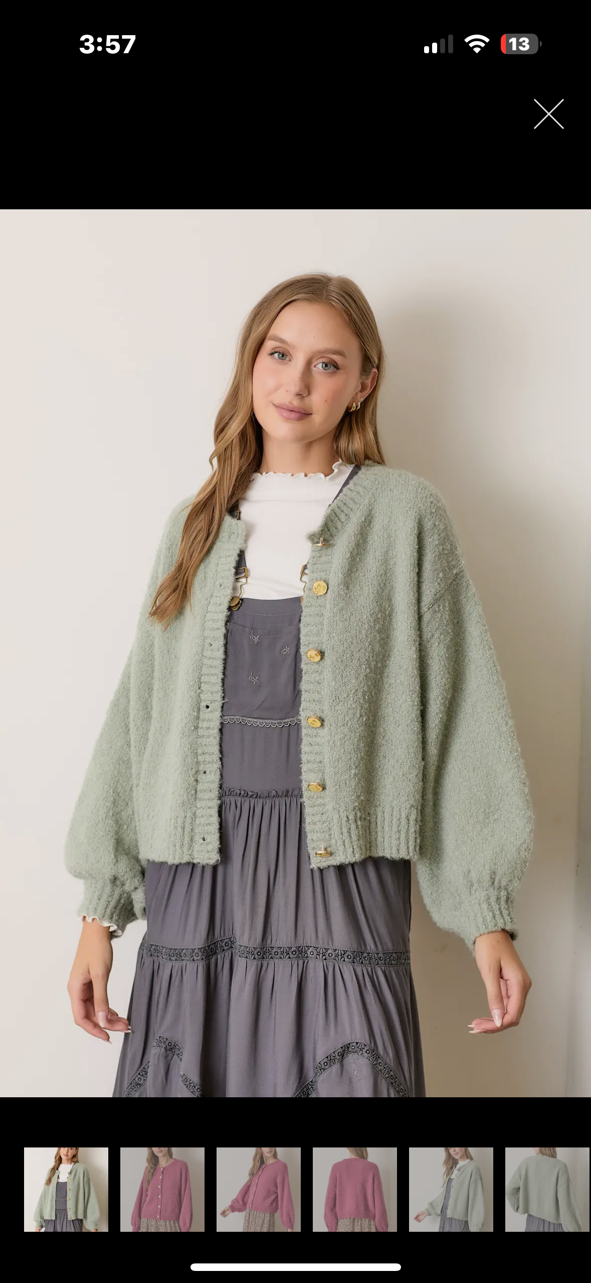 sage fuzzy cardigan