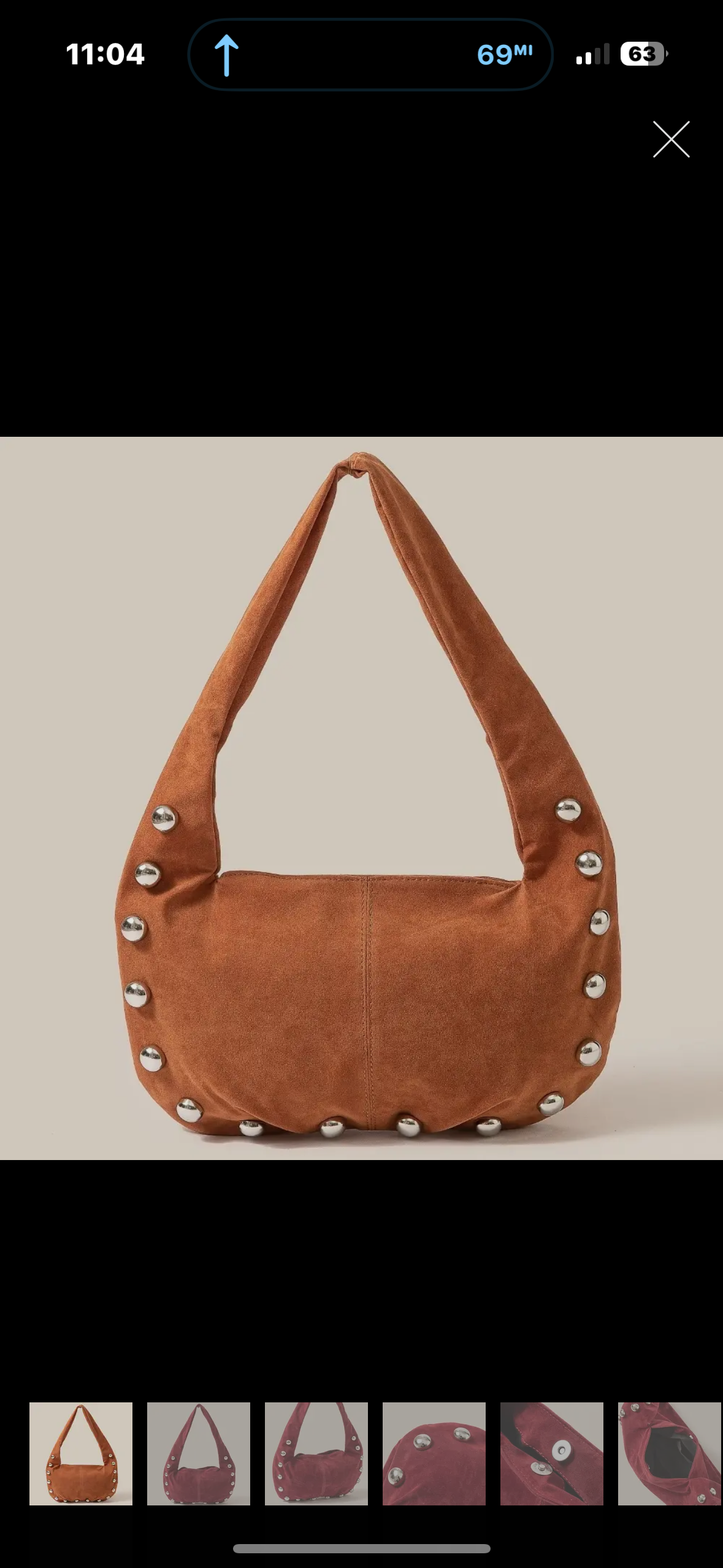 brown studded purse