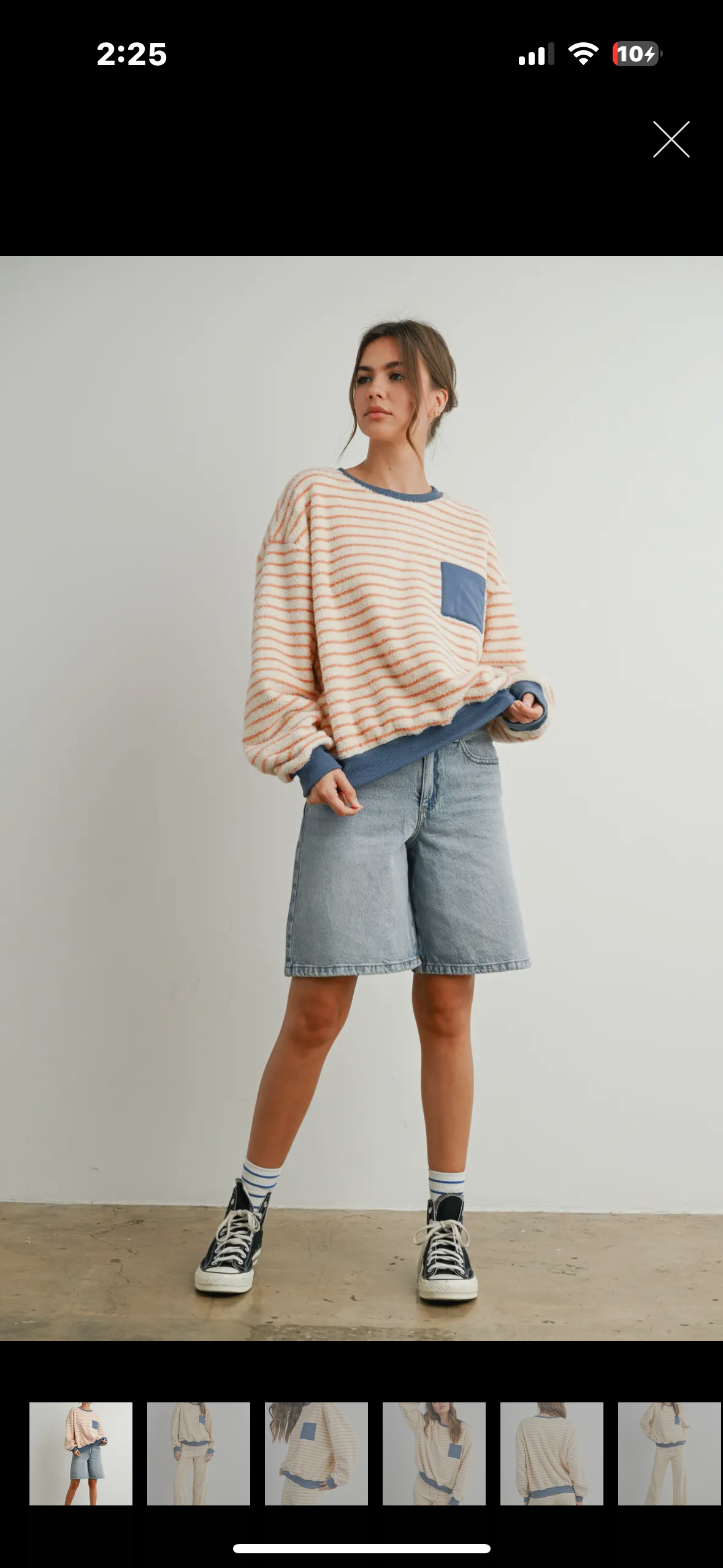stipe pullover coral