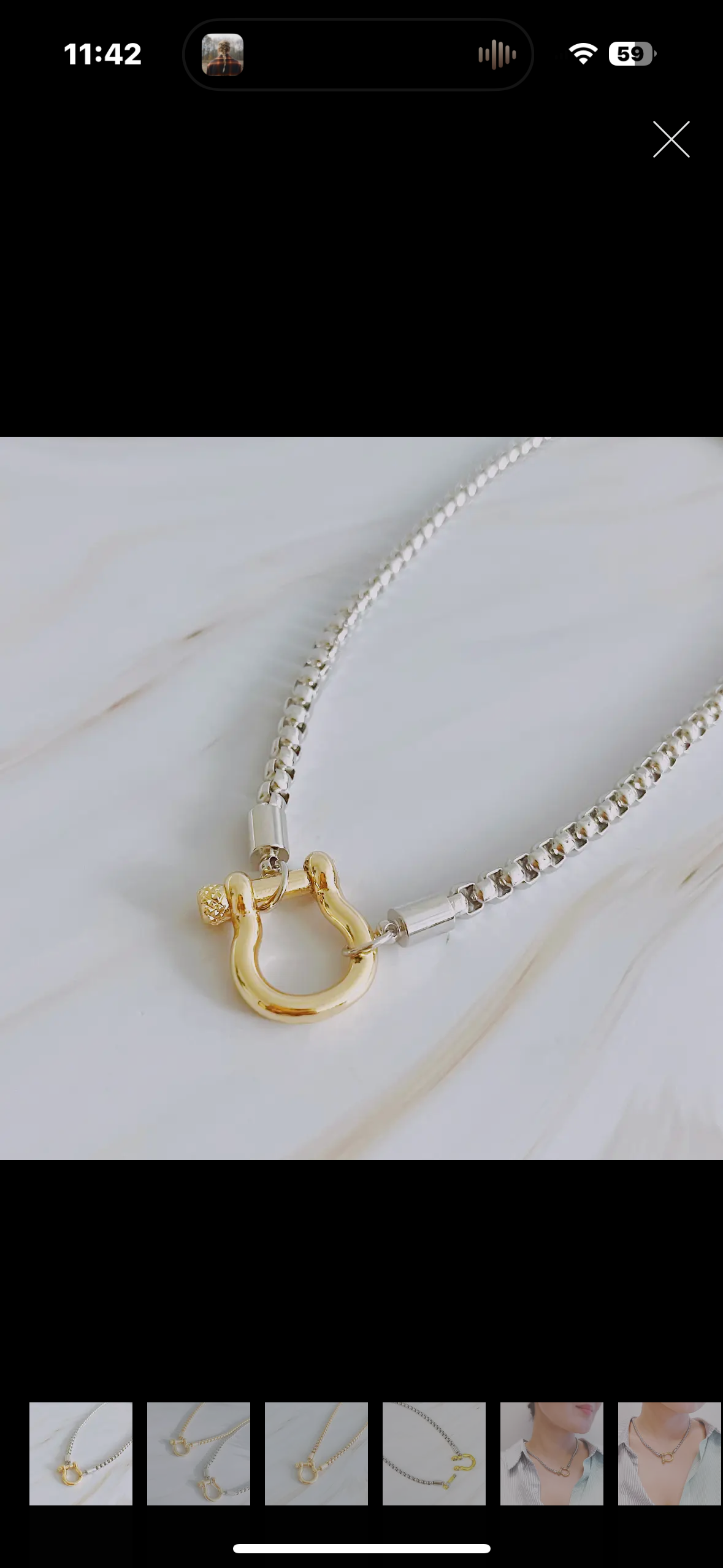 two toned horseshoe necklace