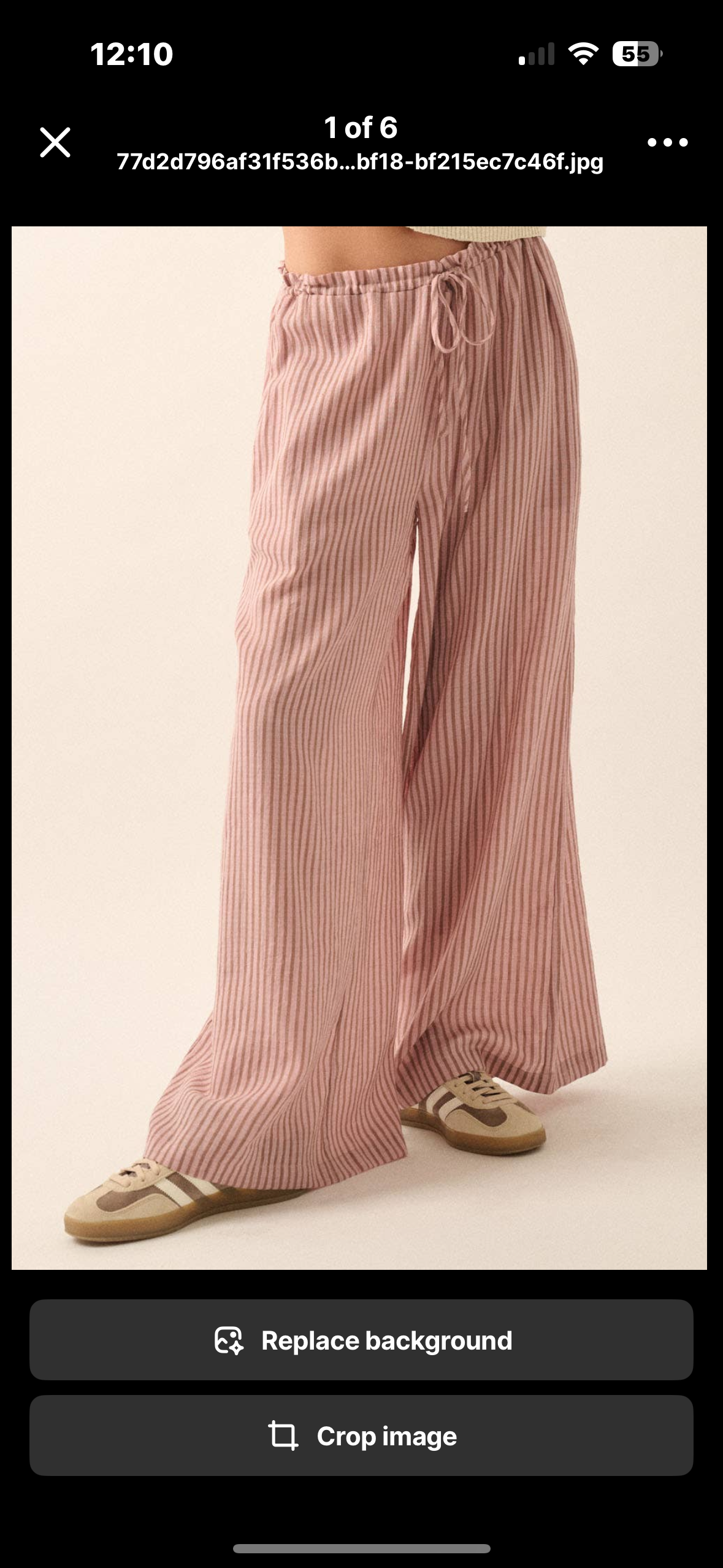 striped pink wide leg
