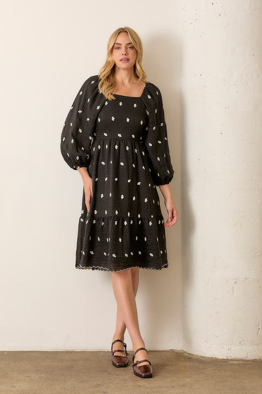 black midi dress