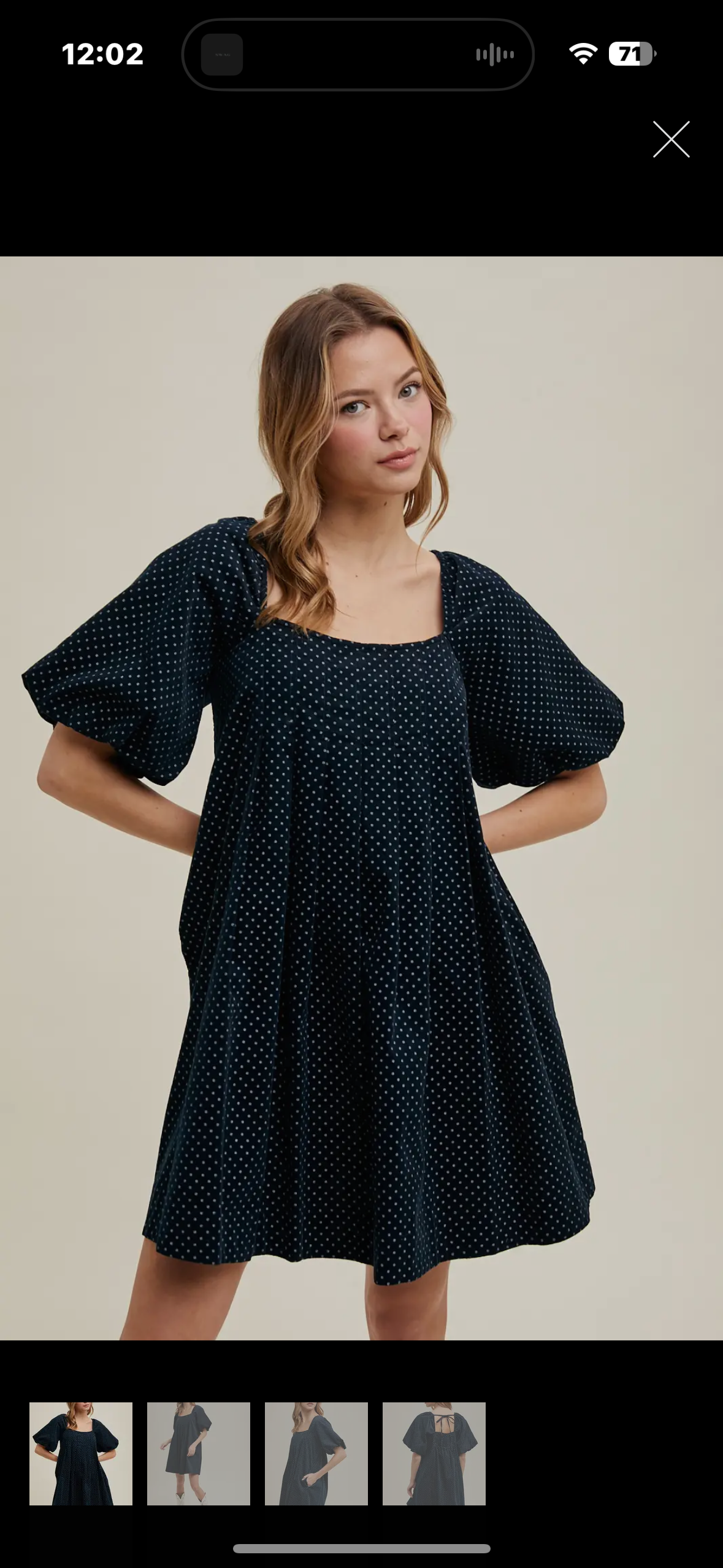 navy polka dot dress
