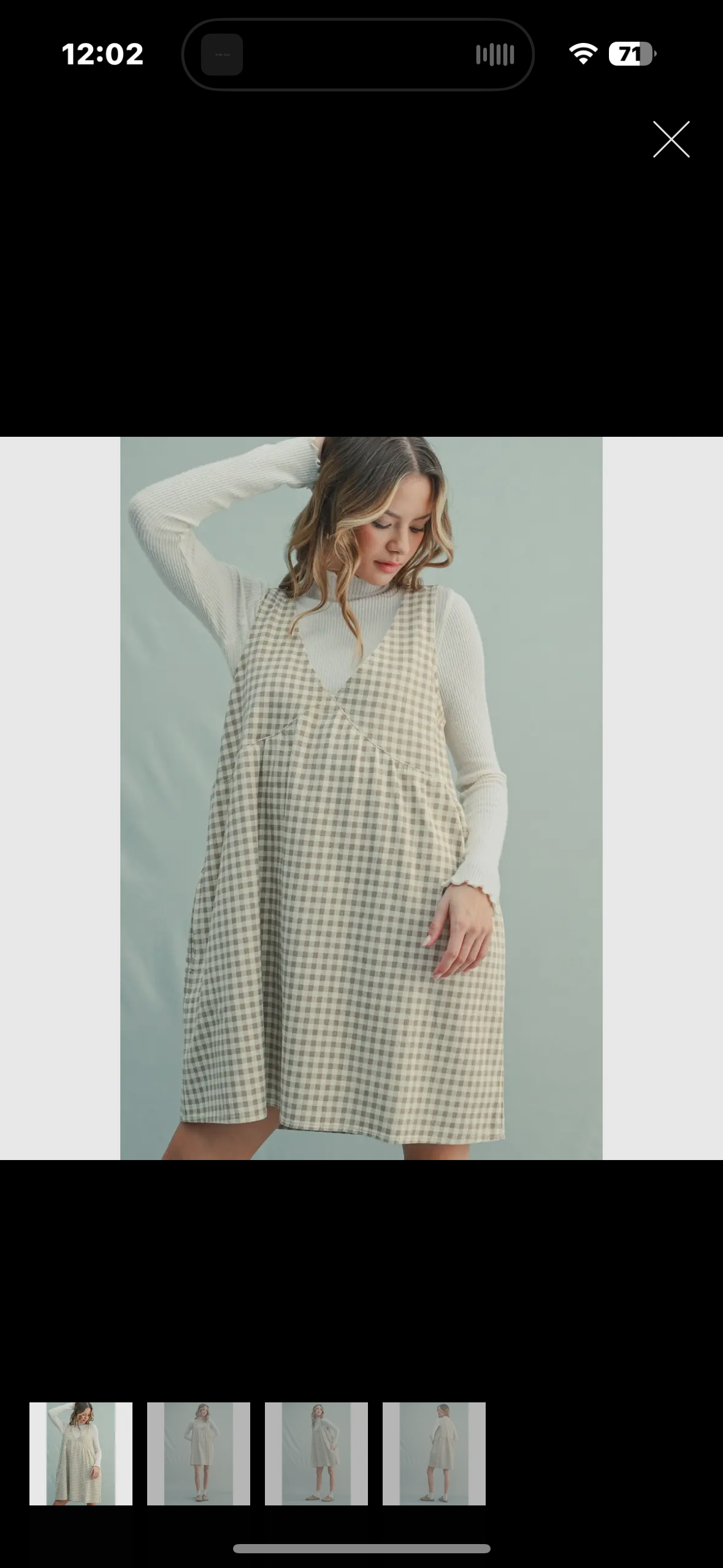 gingham denim dress