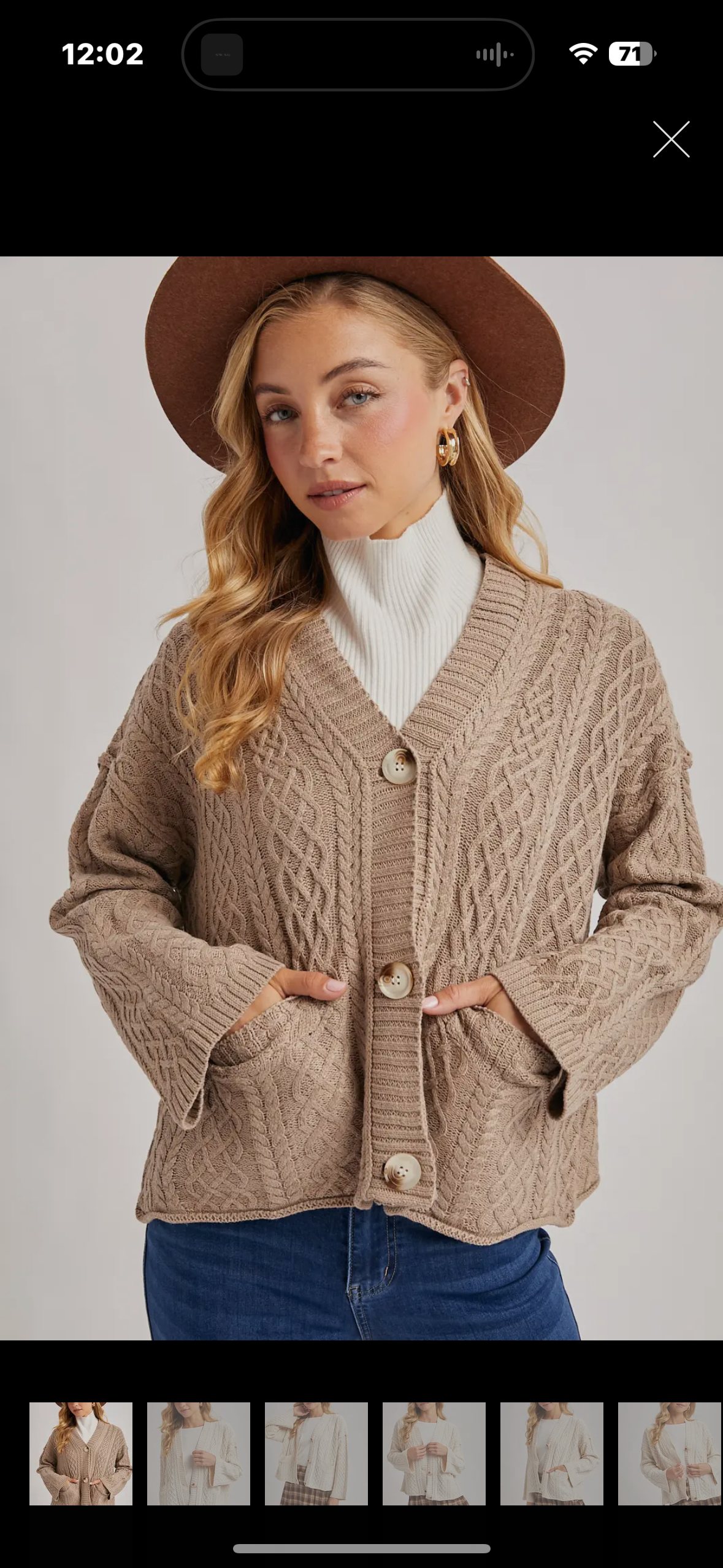 latte button up sweater