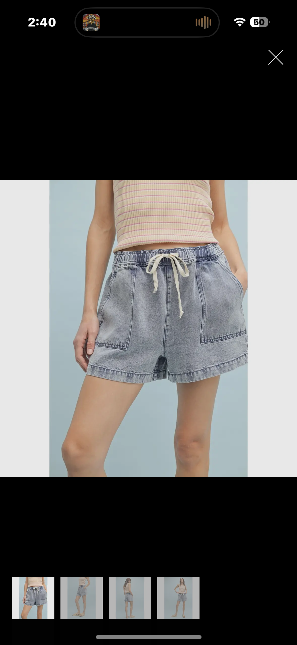 Drawstring denim shorts