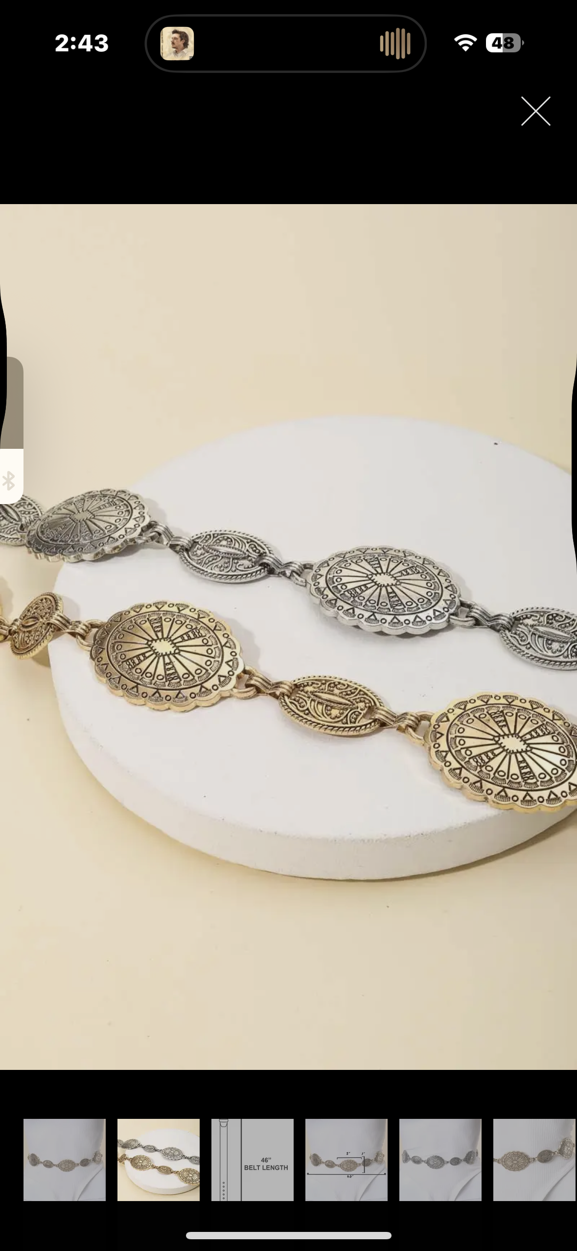 Gold western chain belt