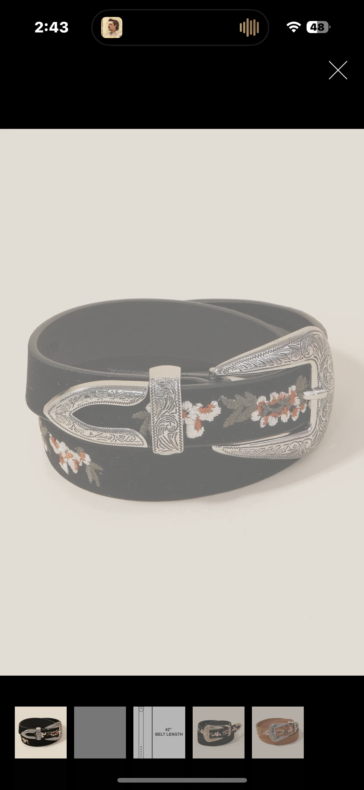 floral embroidered belt